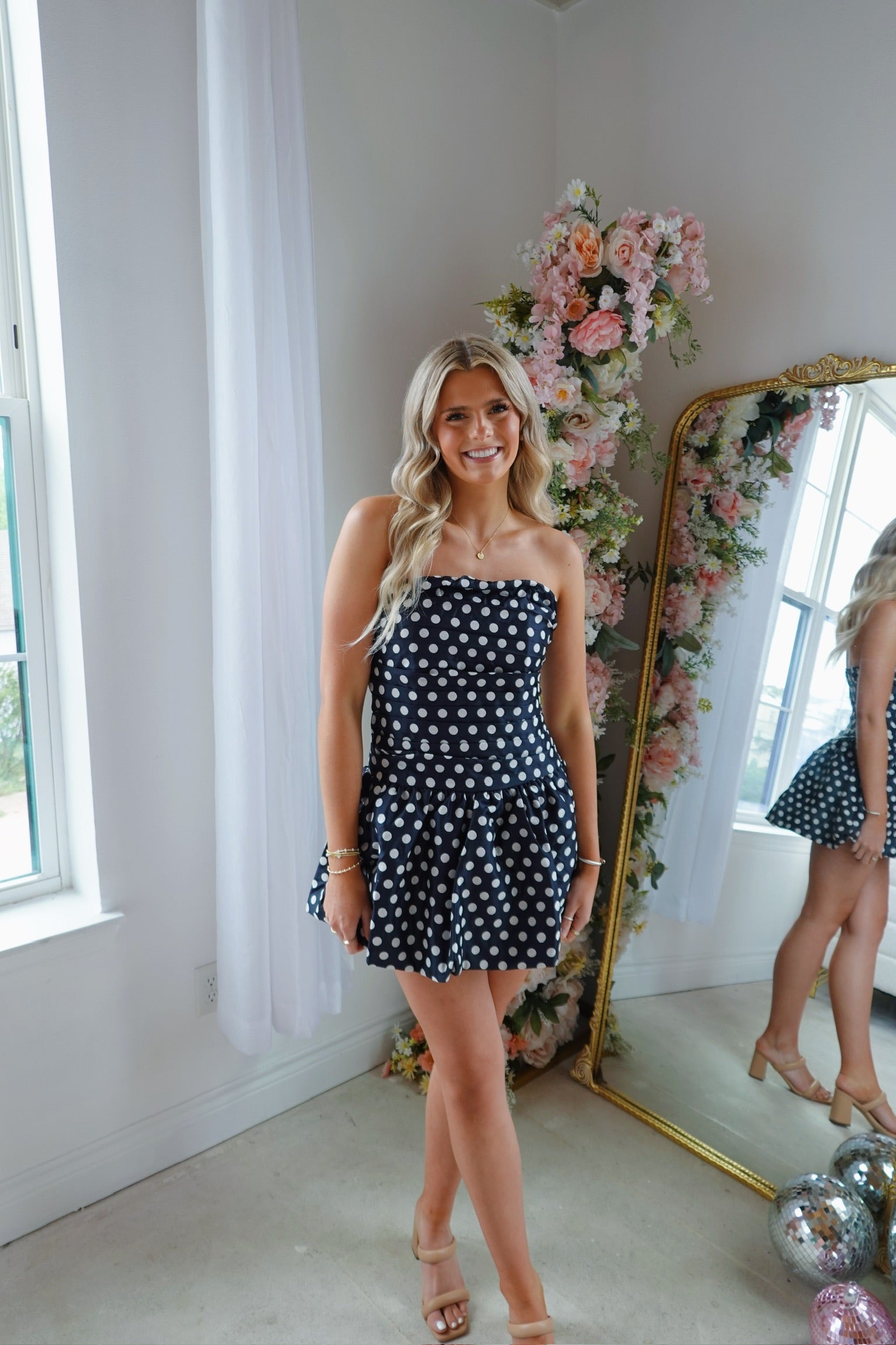 Polka Dot Bubble Hem Mini Dress