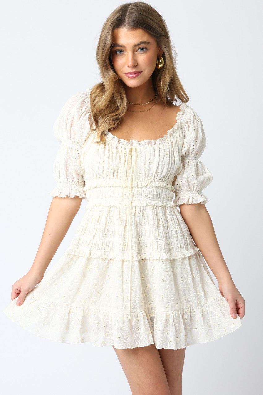 Lace Ruffled Mini Dress