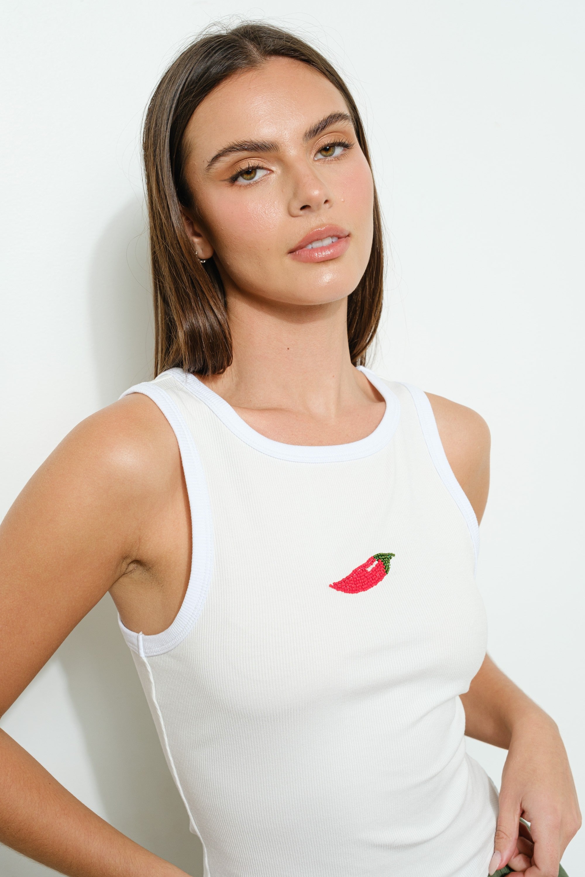Chili Embroidered Tank Top