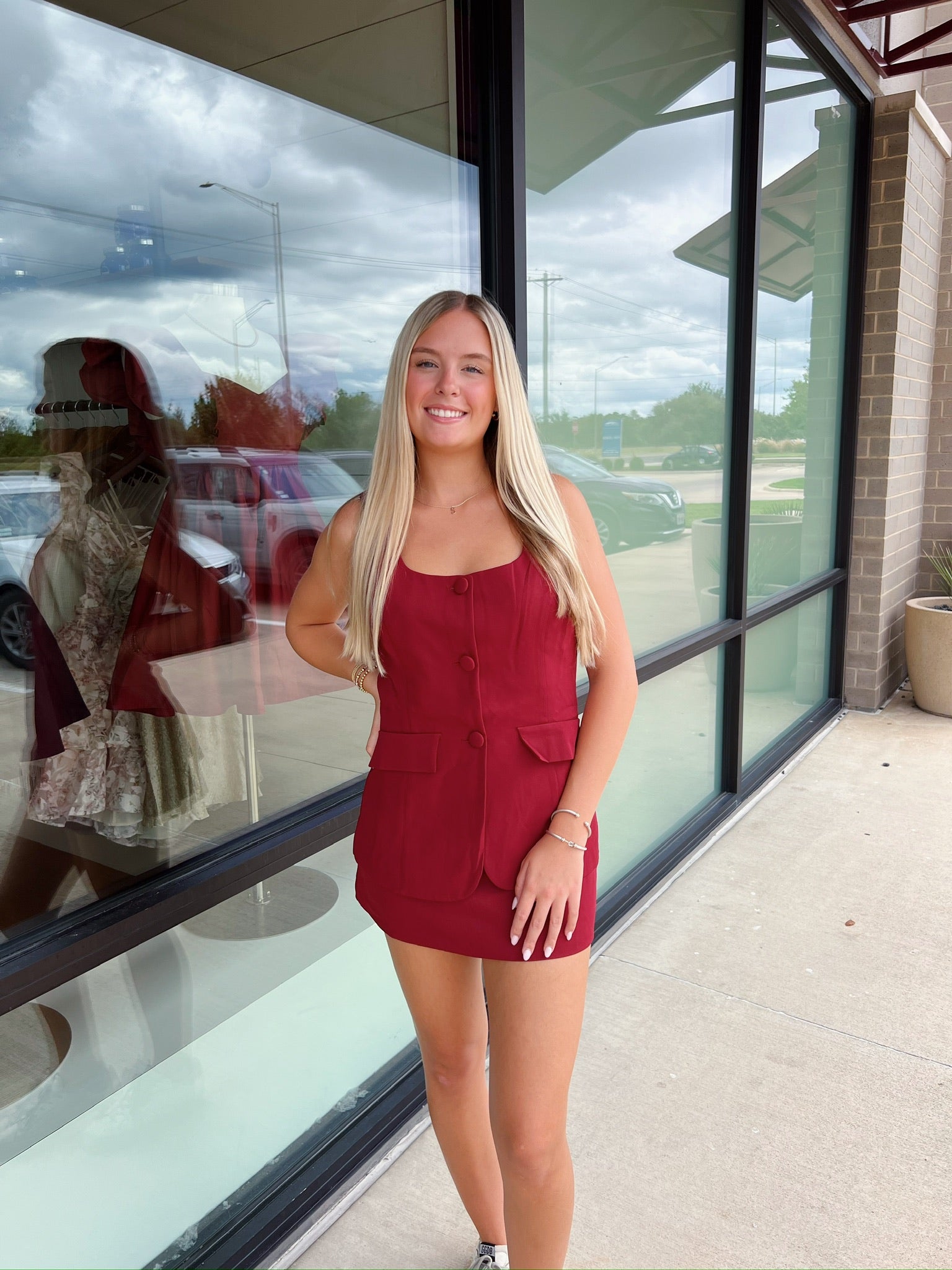 Layered Button Down Sleeveless Romper