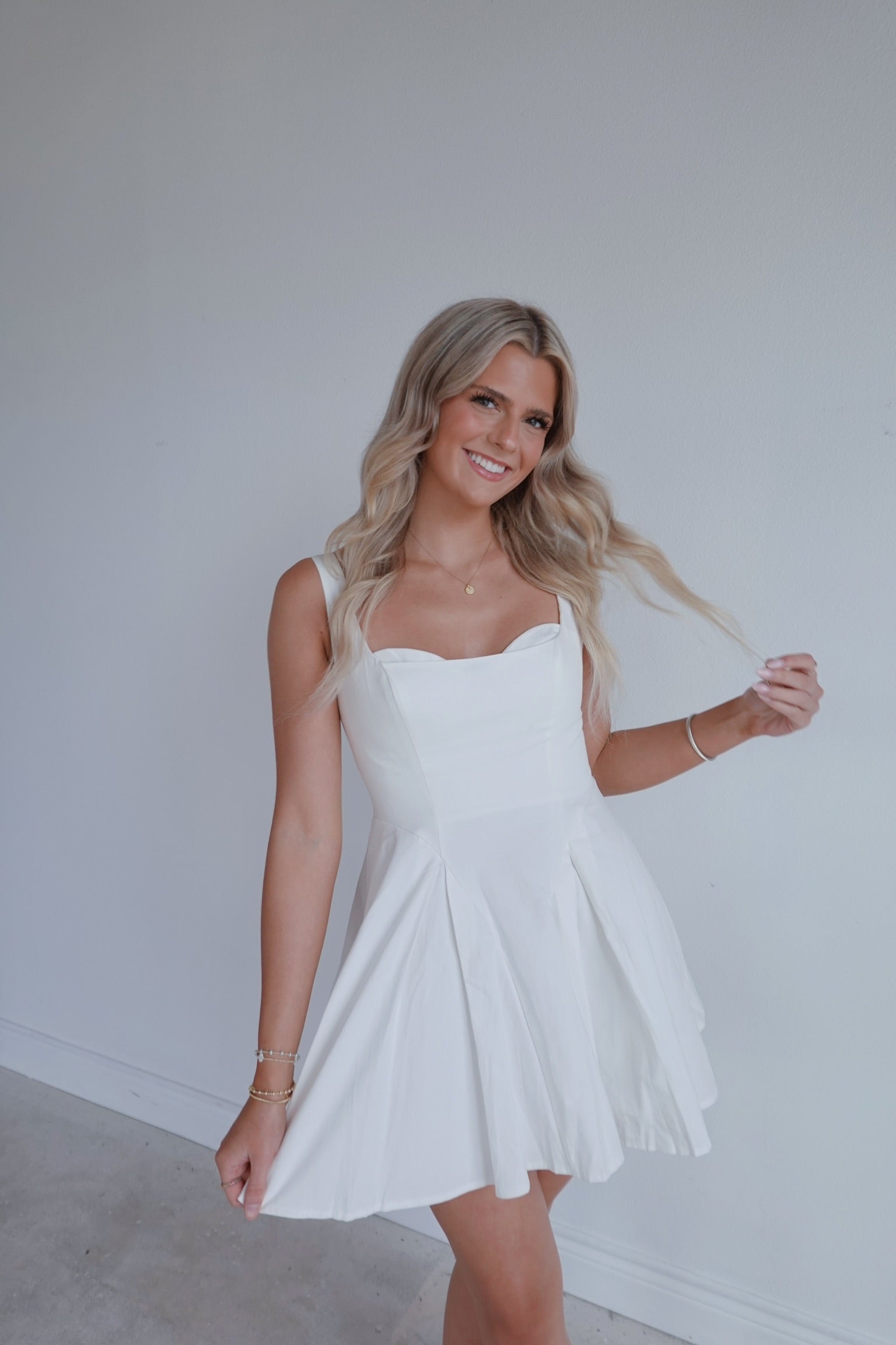 A Line Pleated Mini Dress