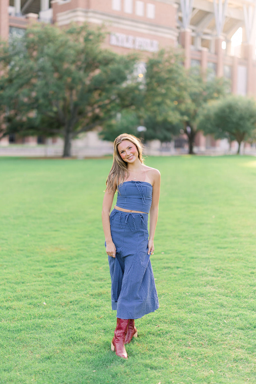 Lace Trim Tube Top W/ Flare Midi Skirt Set