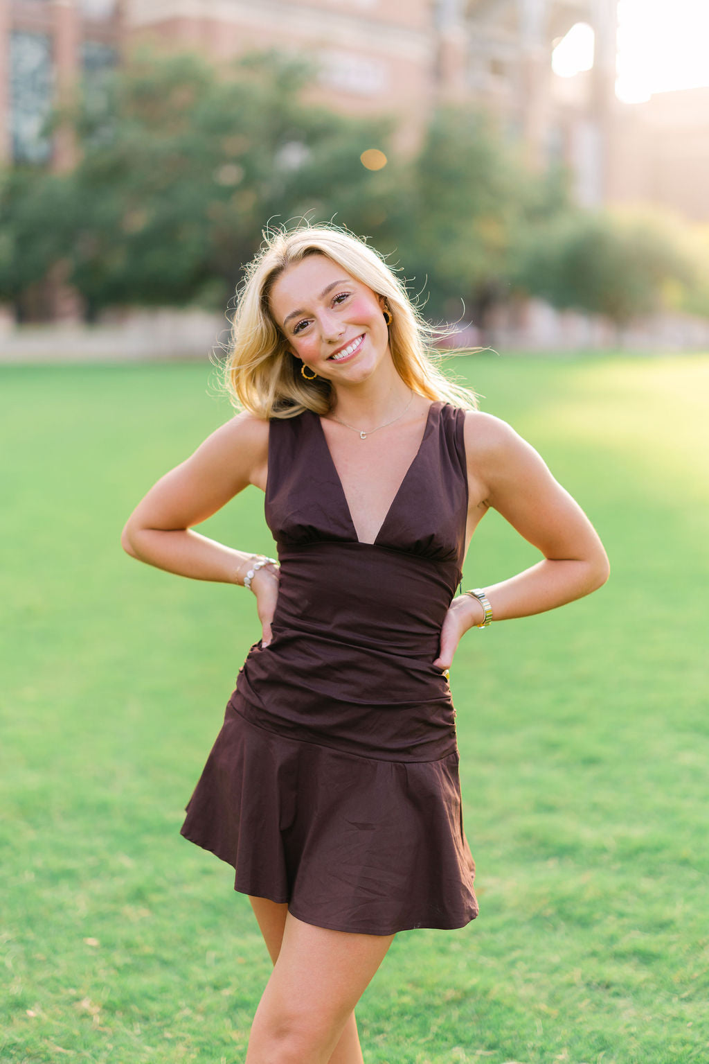 Drop Waist V Neck Mini Dress