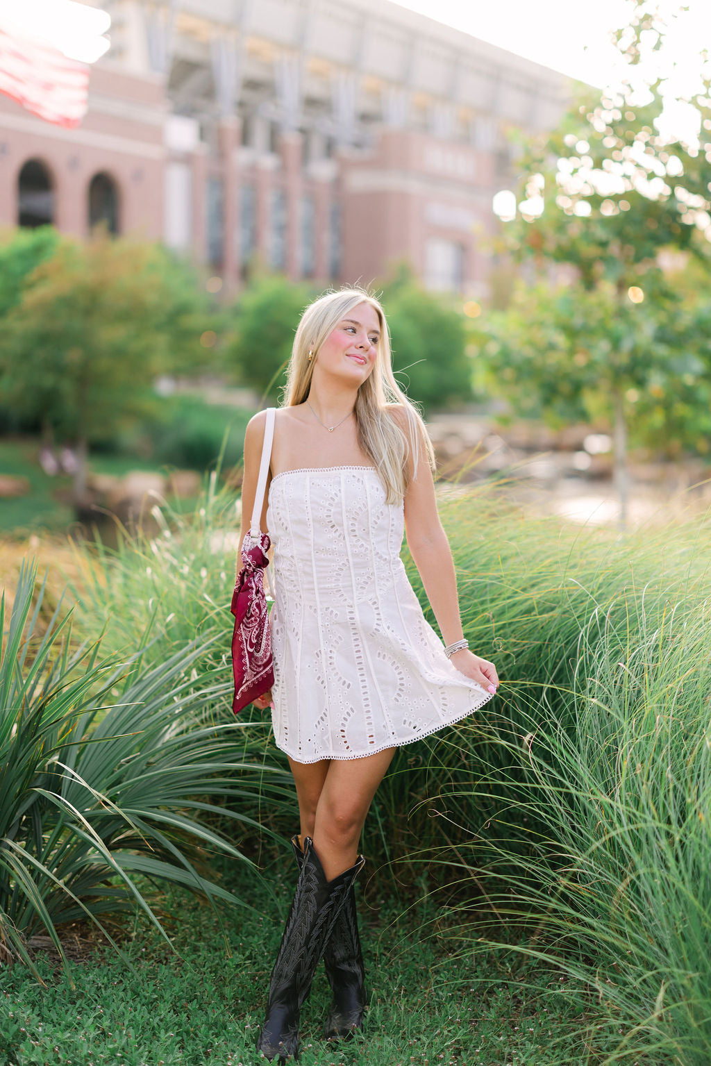 Strapless Lace Trimming Mini Dress