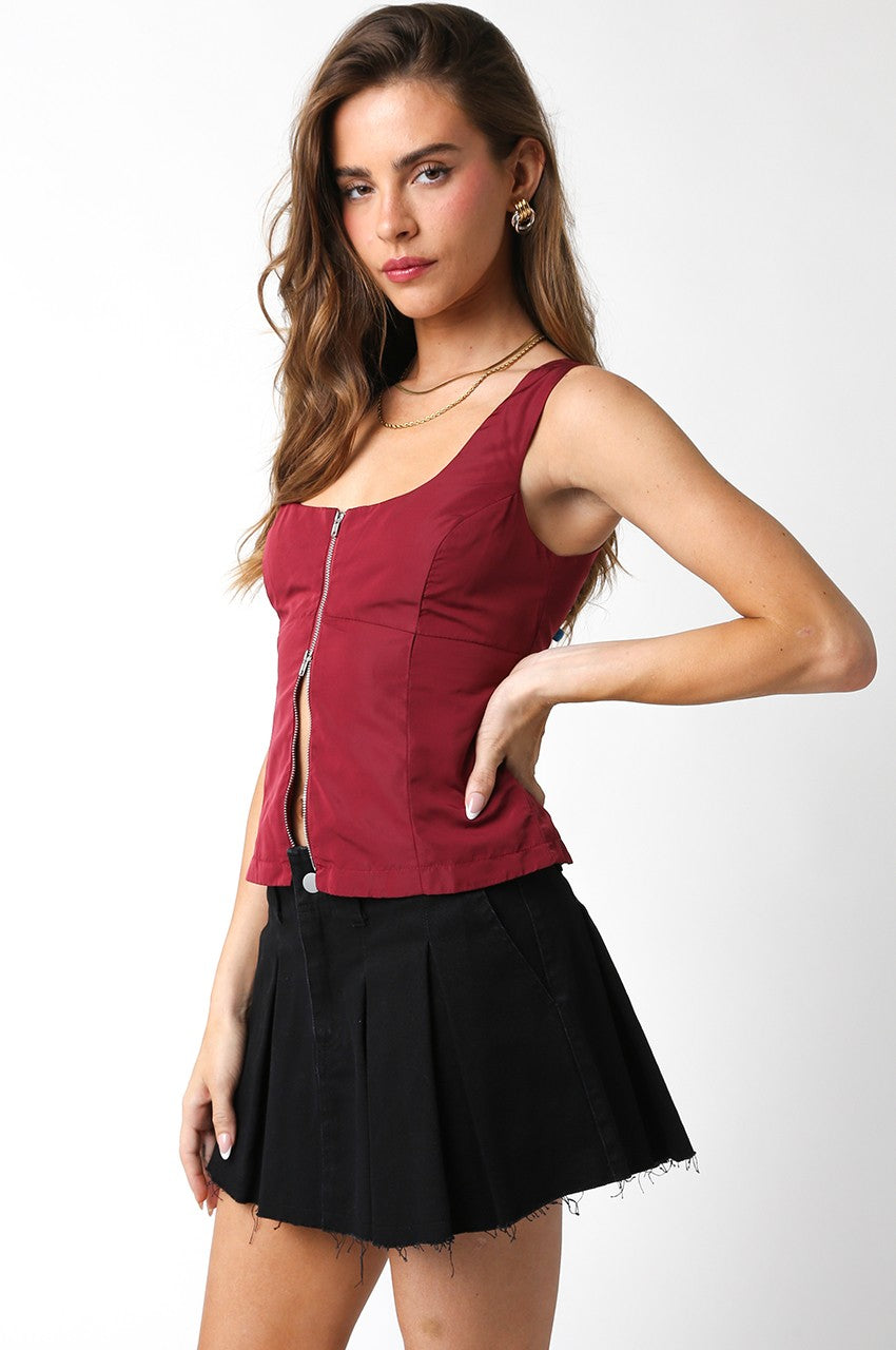 Sleeveless Front Zip Top