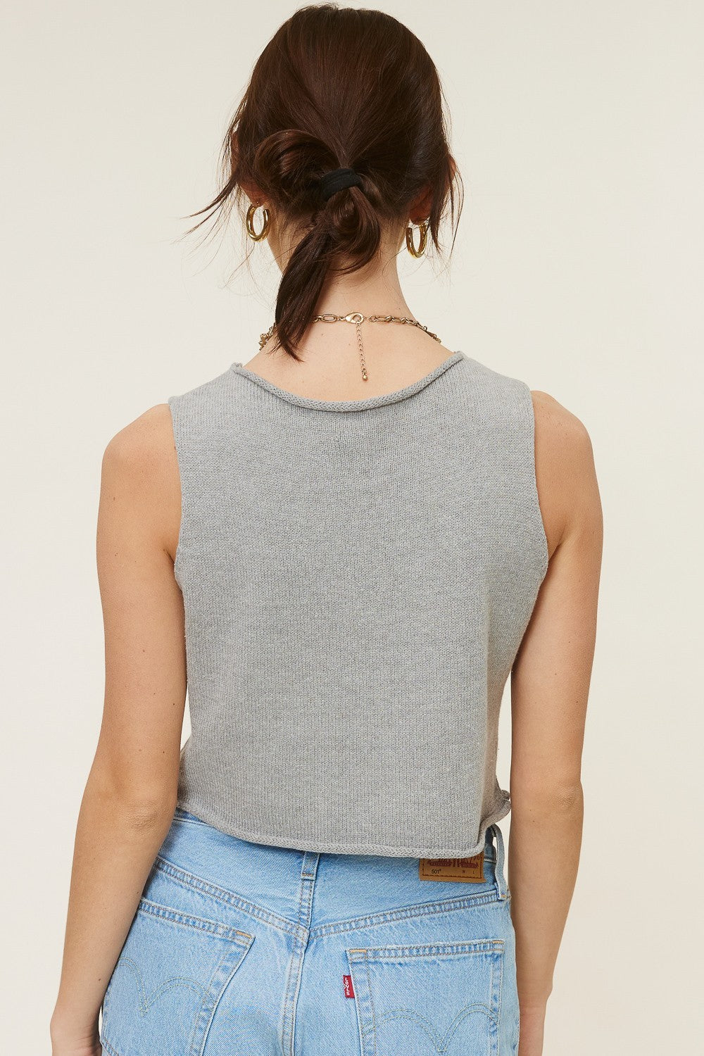 Knit Front Clasp Sweater Tank