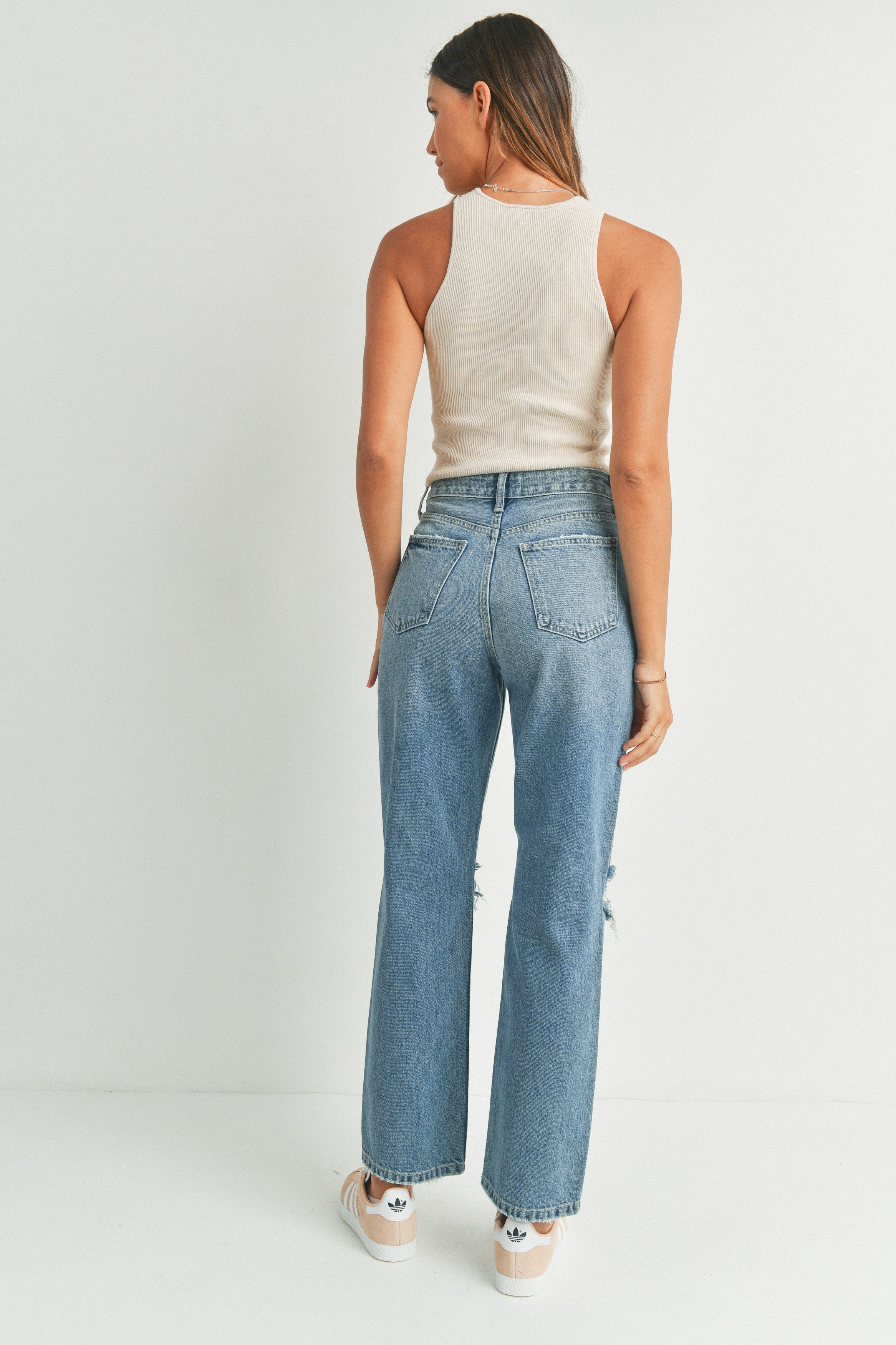 Vintage Distressed Straight Leg Jeans