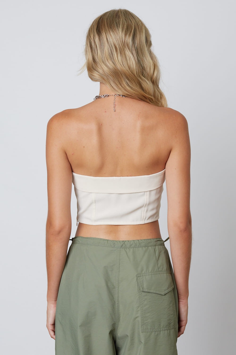 Strapless Fold Over Corset Crop Top