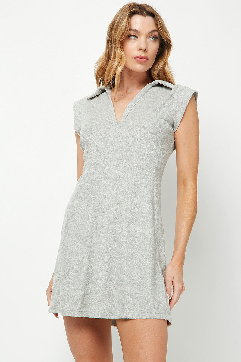 Sleeveless Collared Terry Cloth Mini