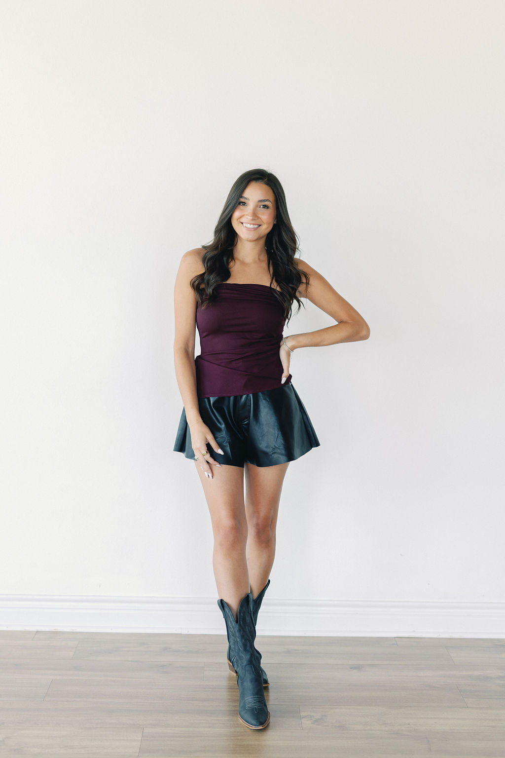 Strapless Side Ruched Asymmetrical Top