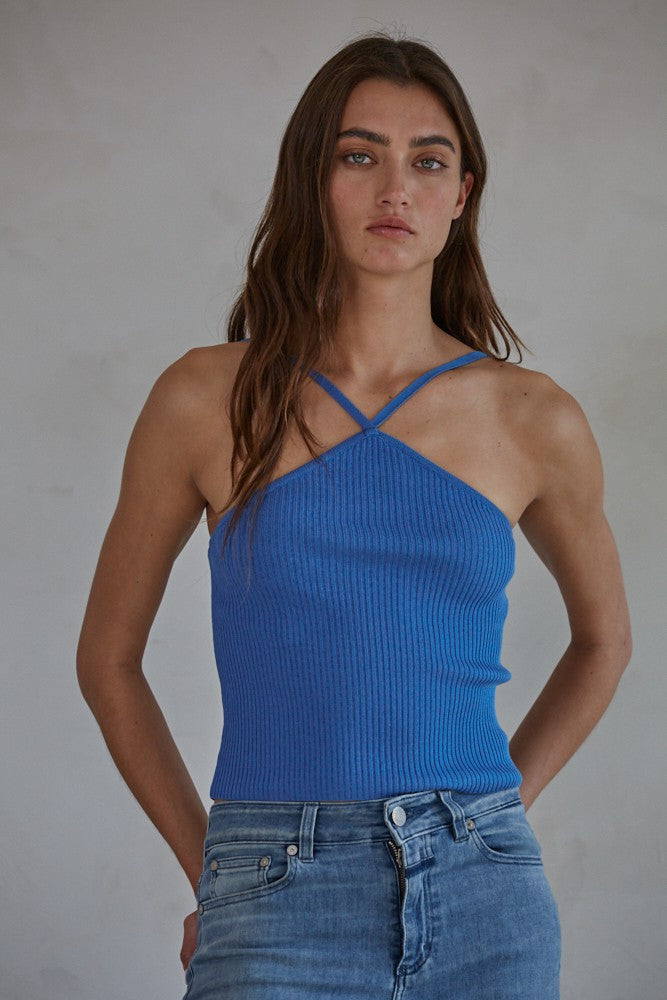 Ribbed Halter Neck Tank