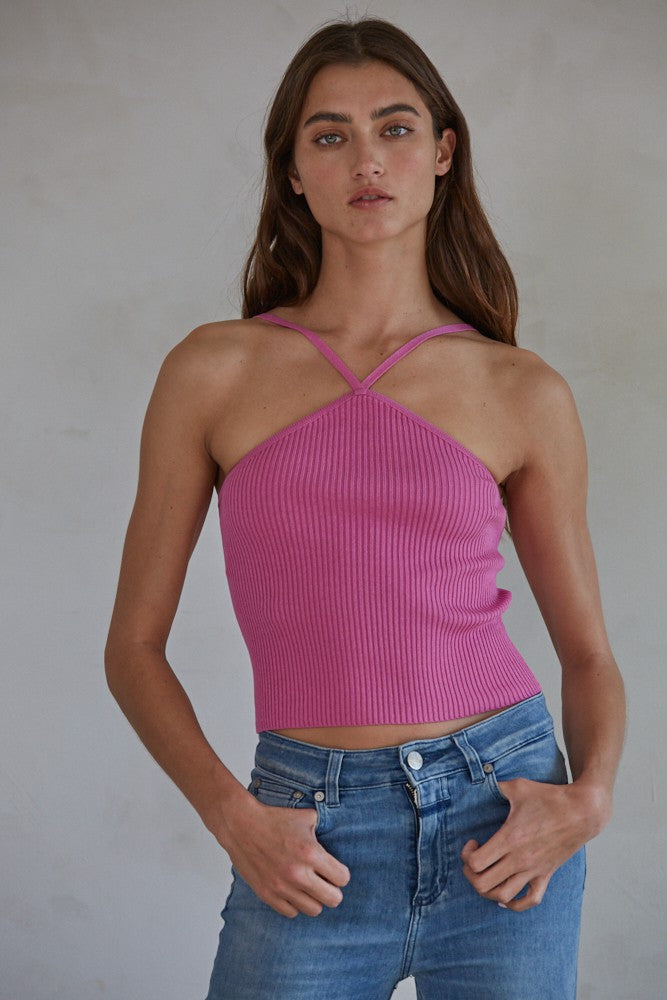 Ribbed Halter Neck Tank