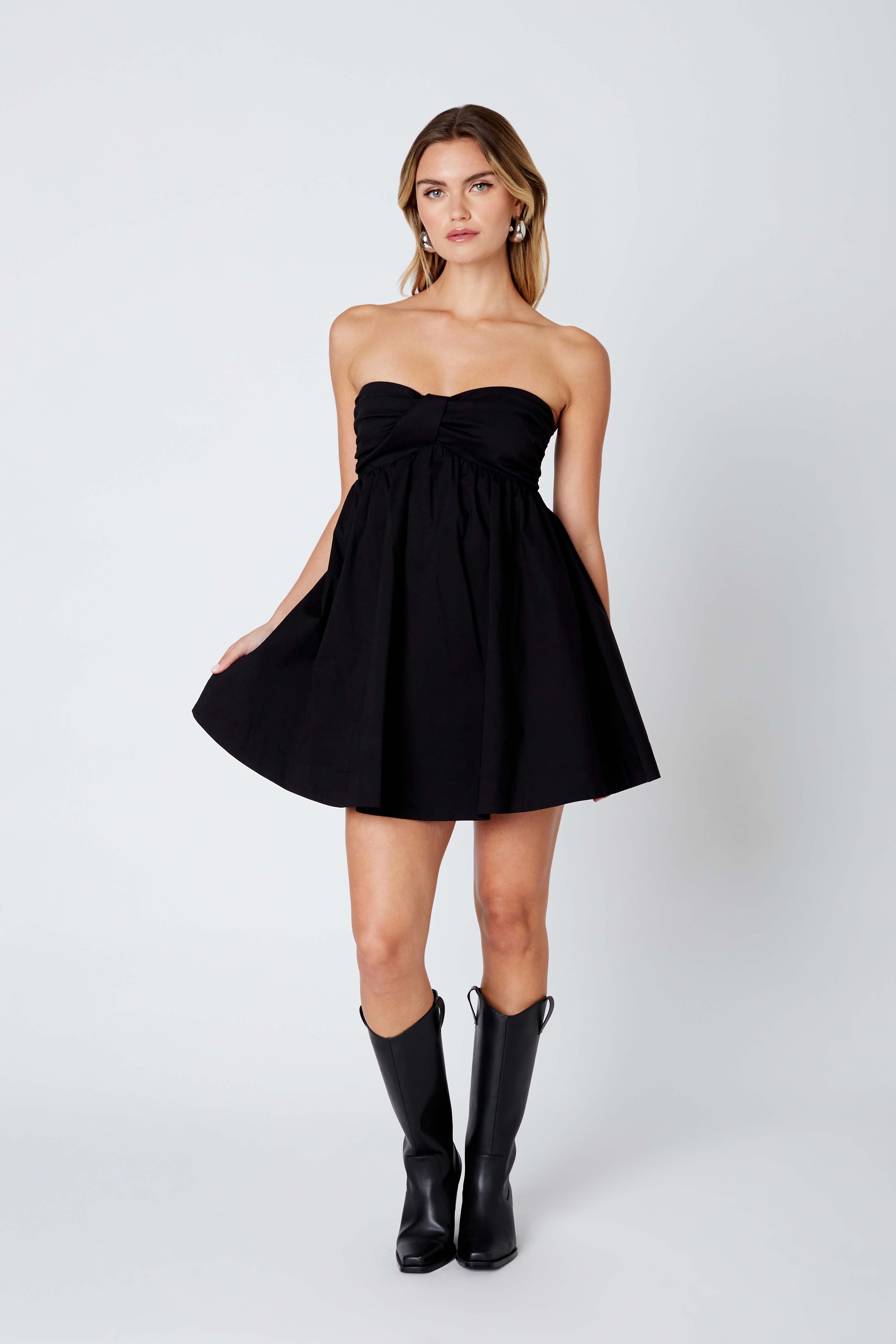 Strapless Front Knot Mini Dress