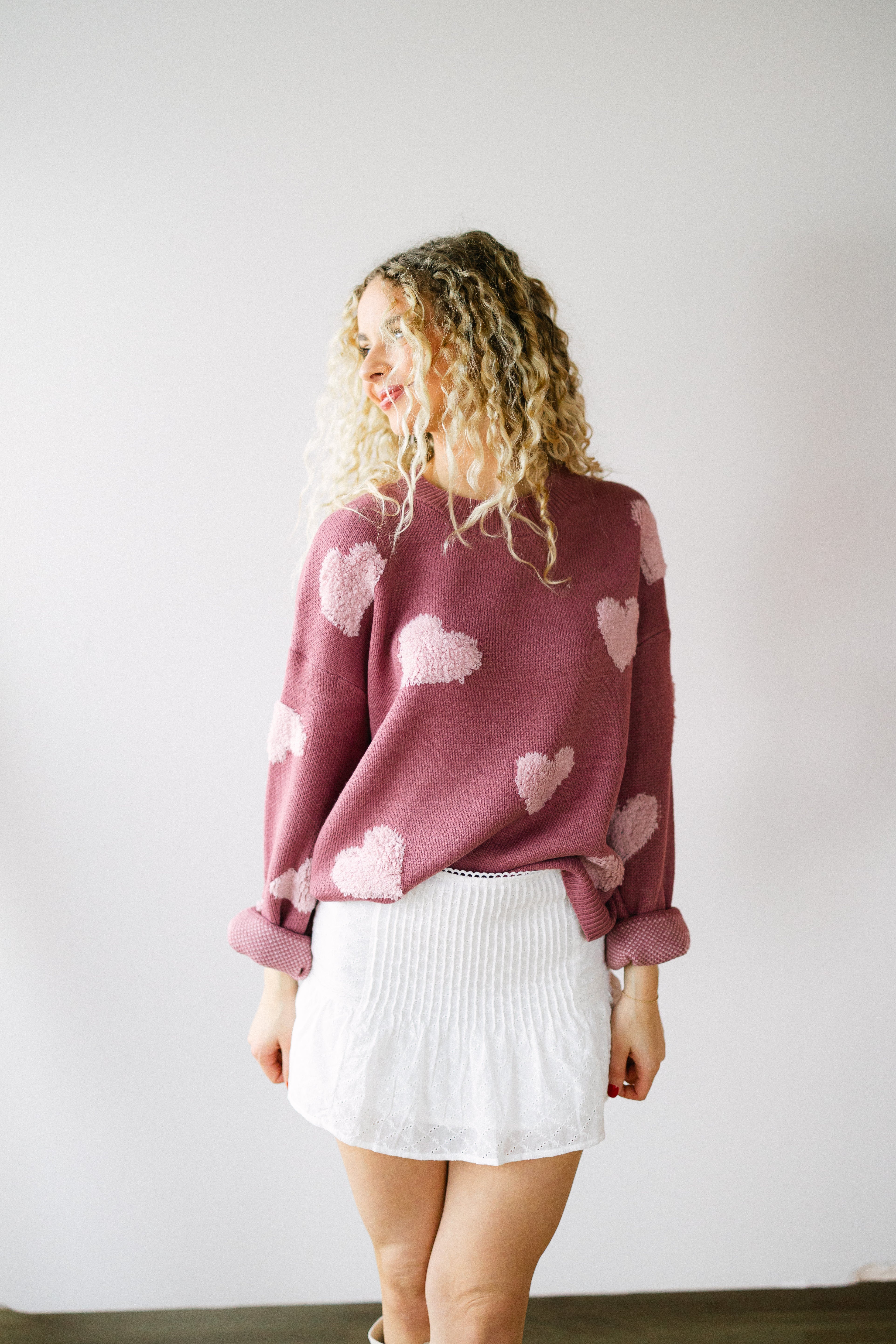 Knit Long Sleeve Heart Sweater