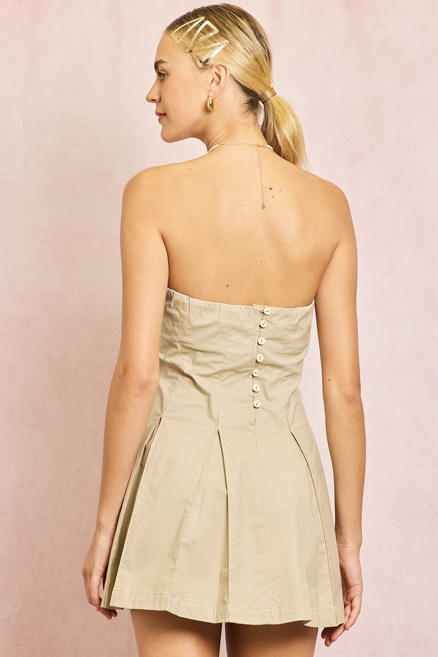 Strapless Pleated Mini Dress