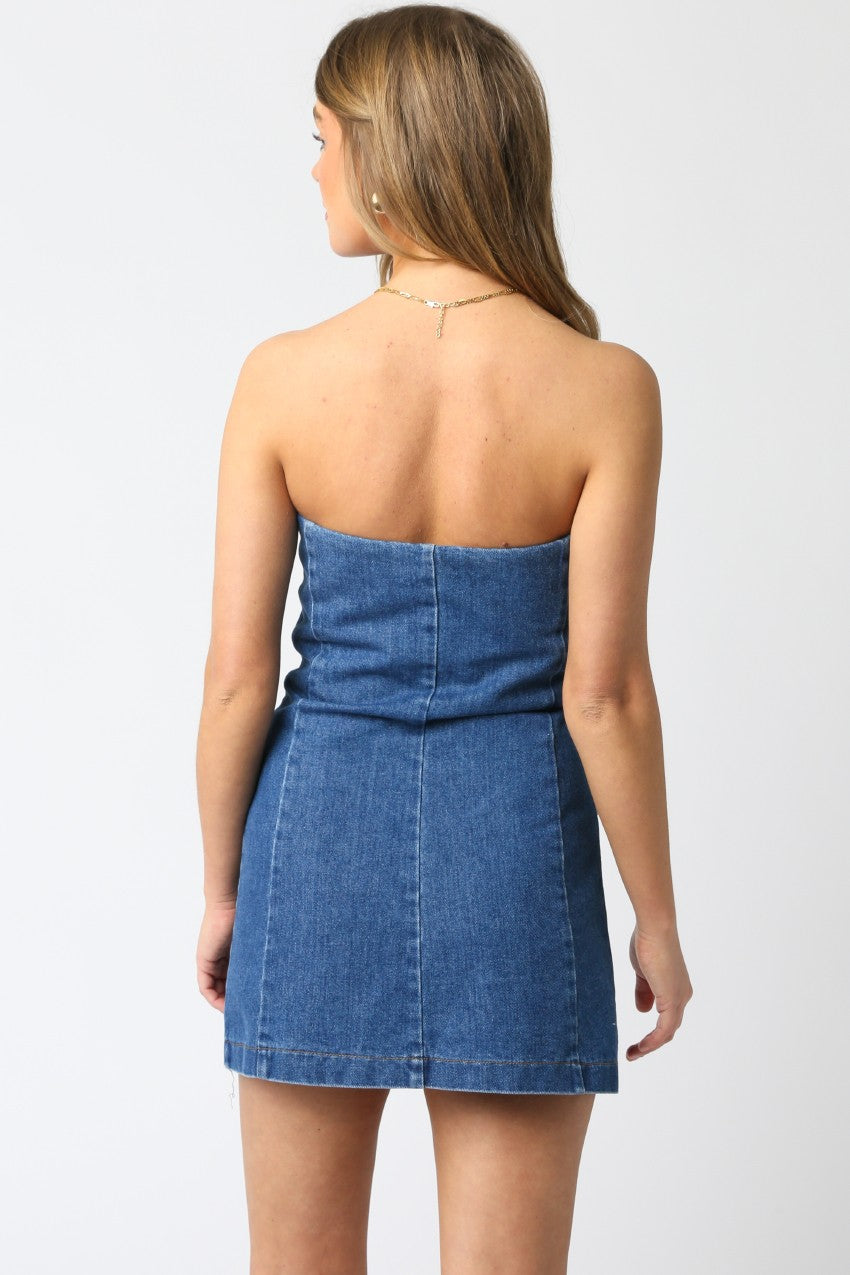 Strapless Denim Maxi Dress