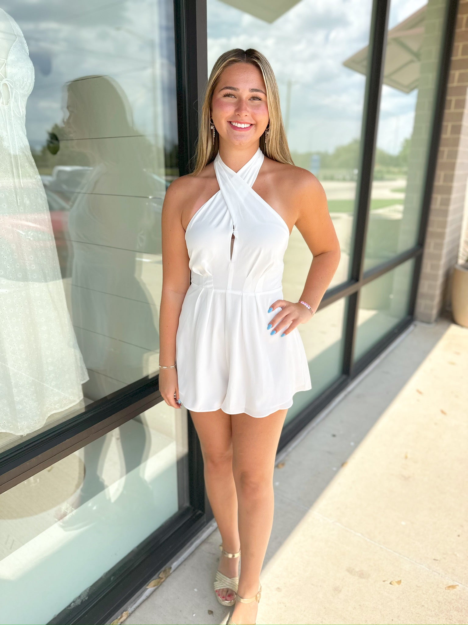 Halter Neck Flowy Romper