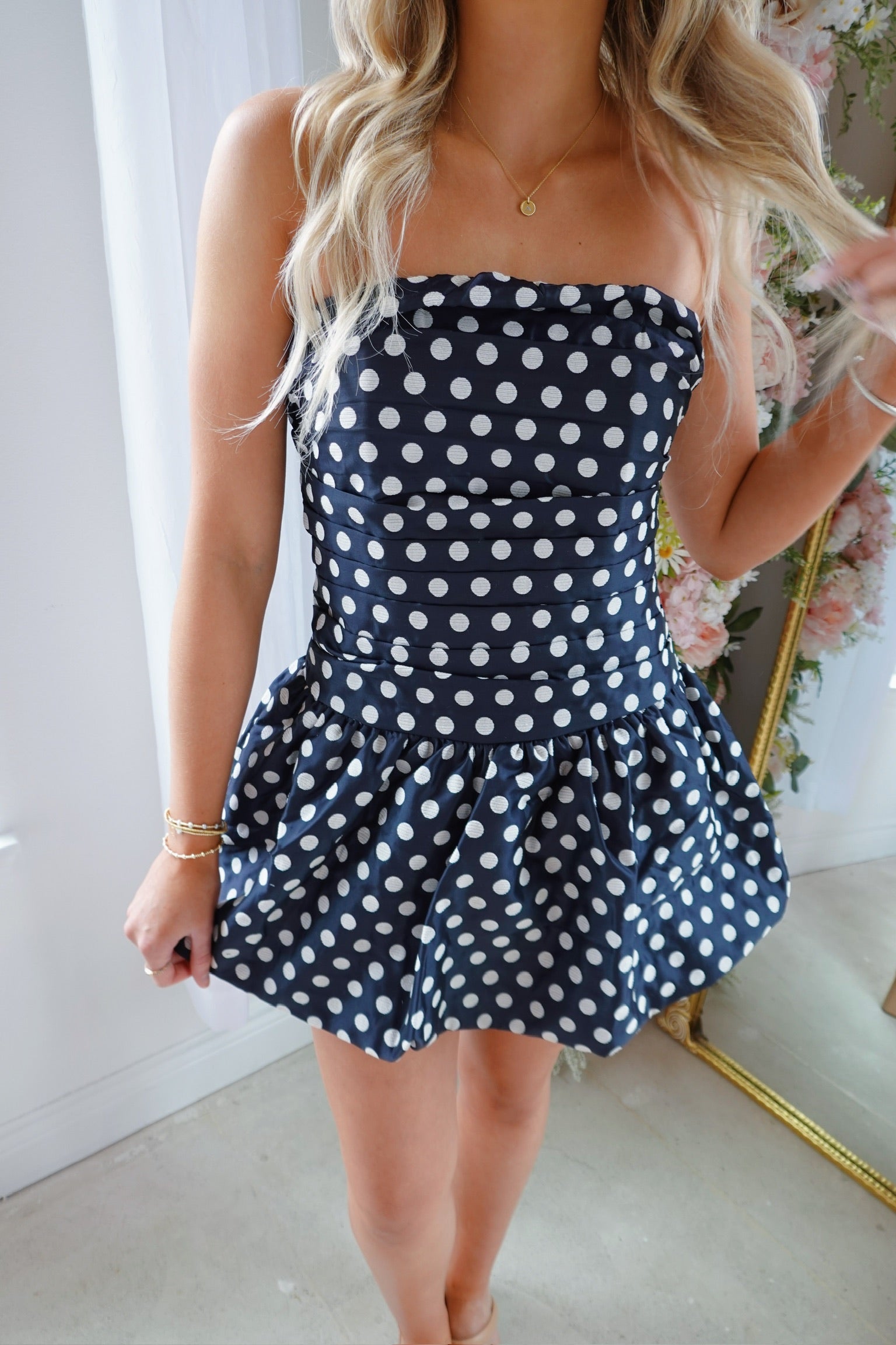 Polka Dot Bubble Hem Mini Dress