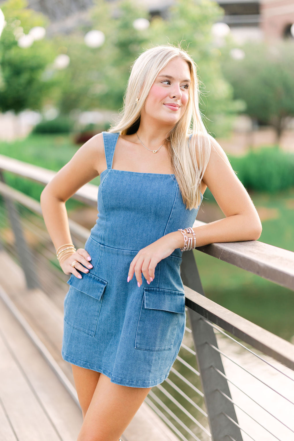 Denim Front Pocket Mini Romper