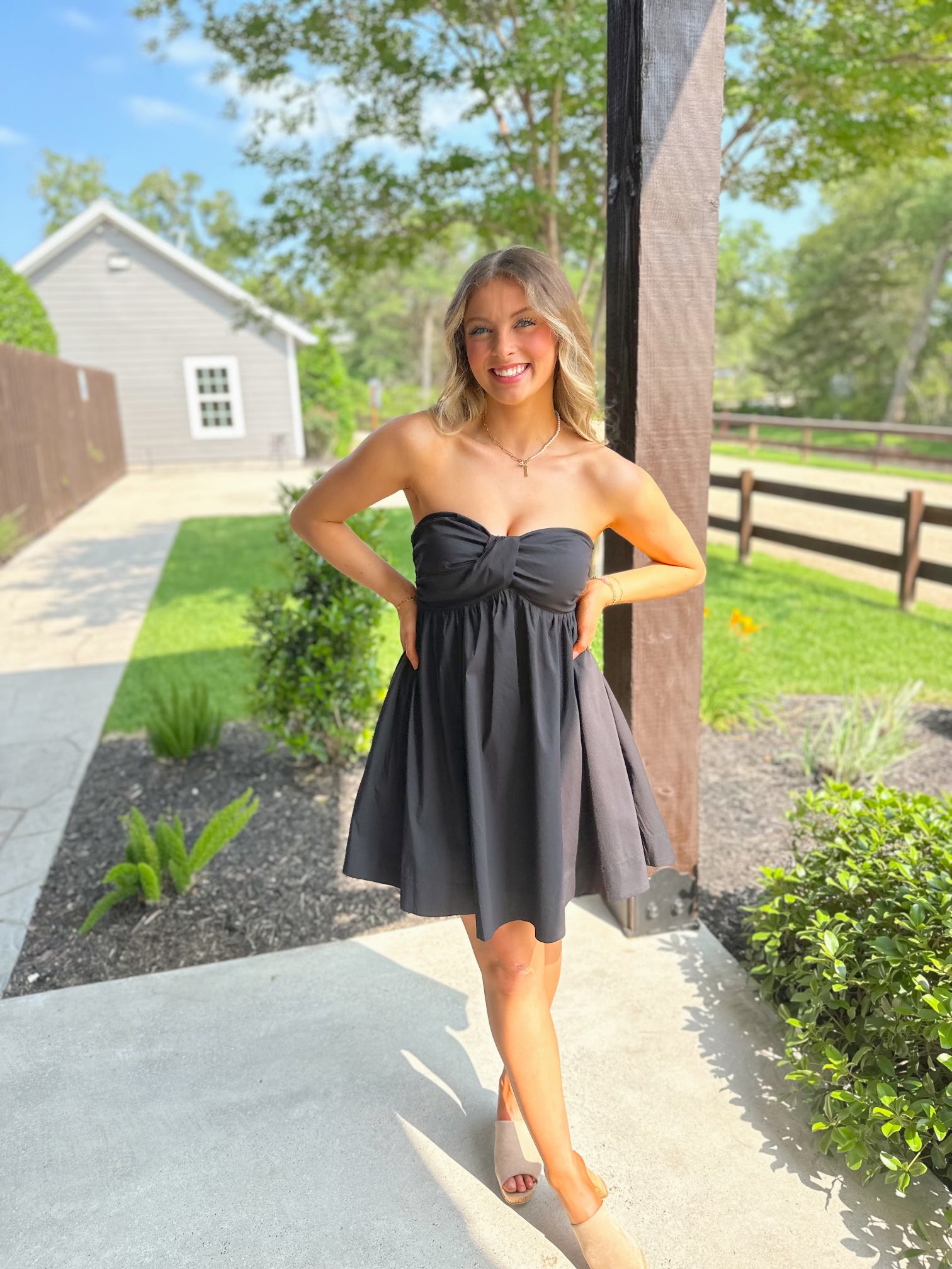 Strapless Front Knot Mini Dress