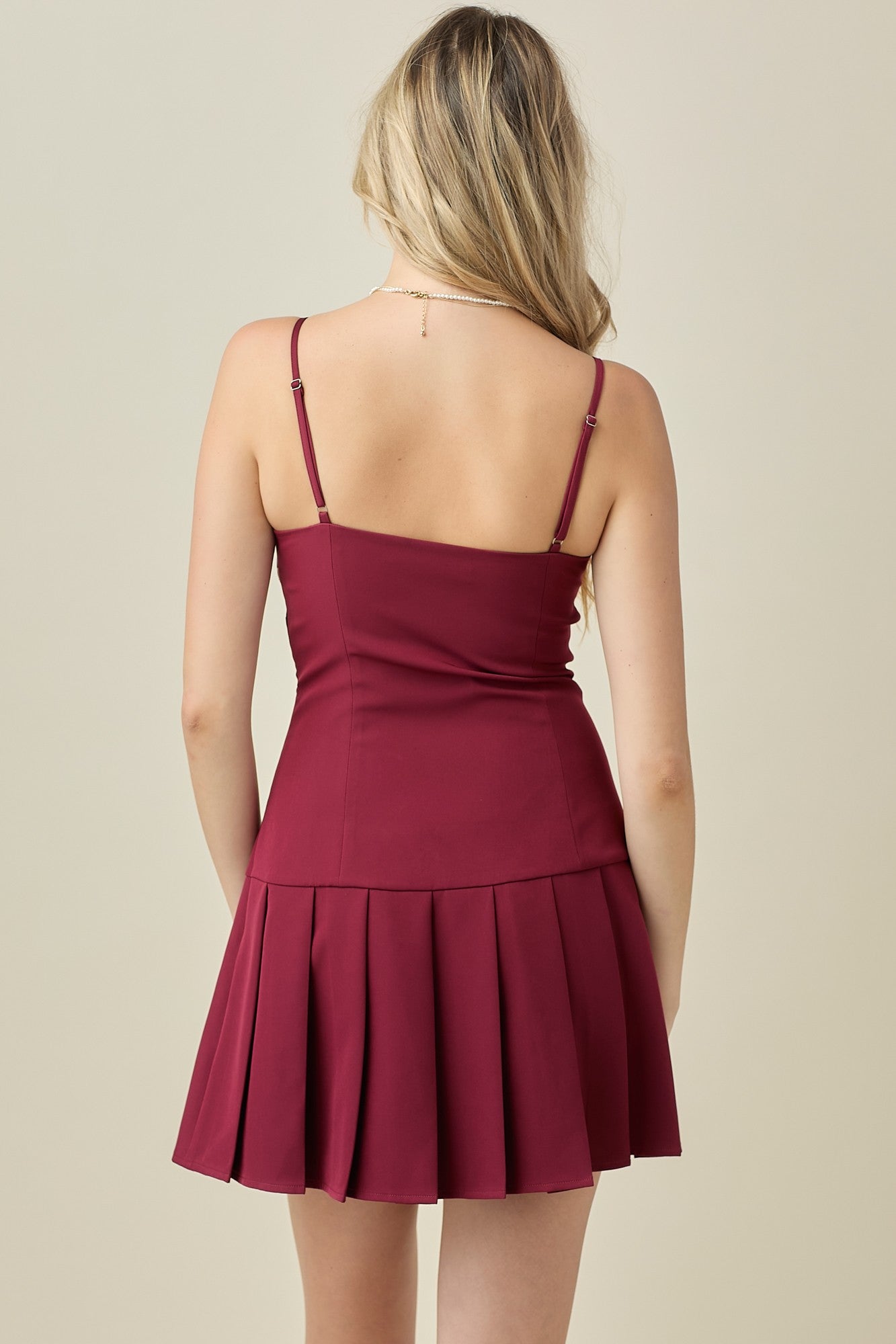 Bow Front Pleated Mini Dress