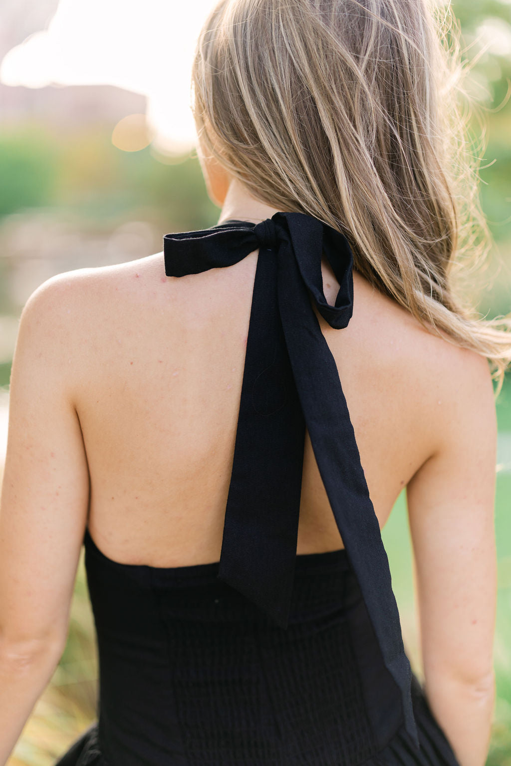Cotton Blend Halter Mini Dress