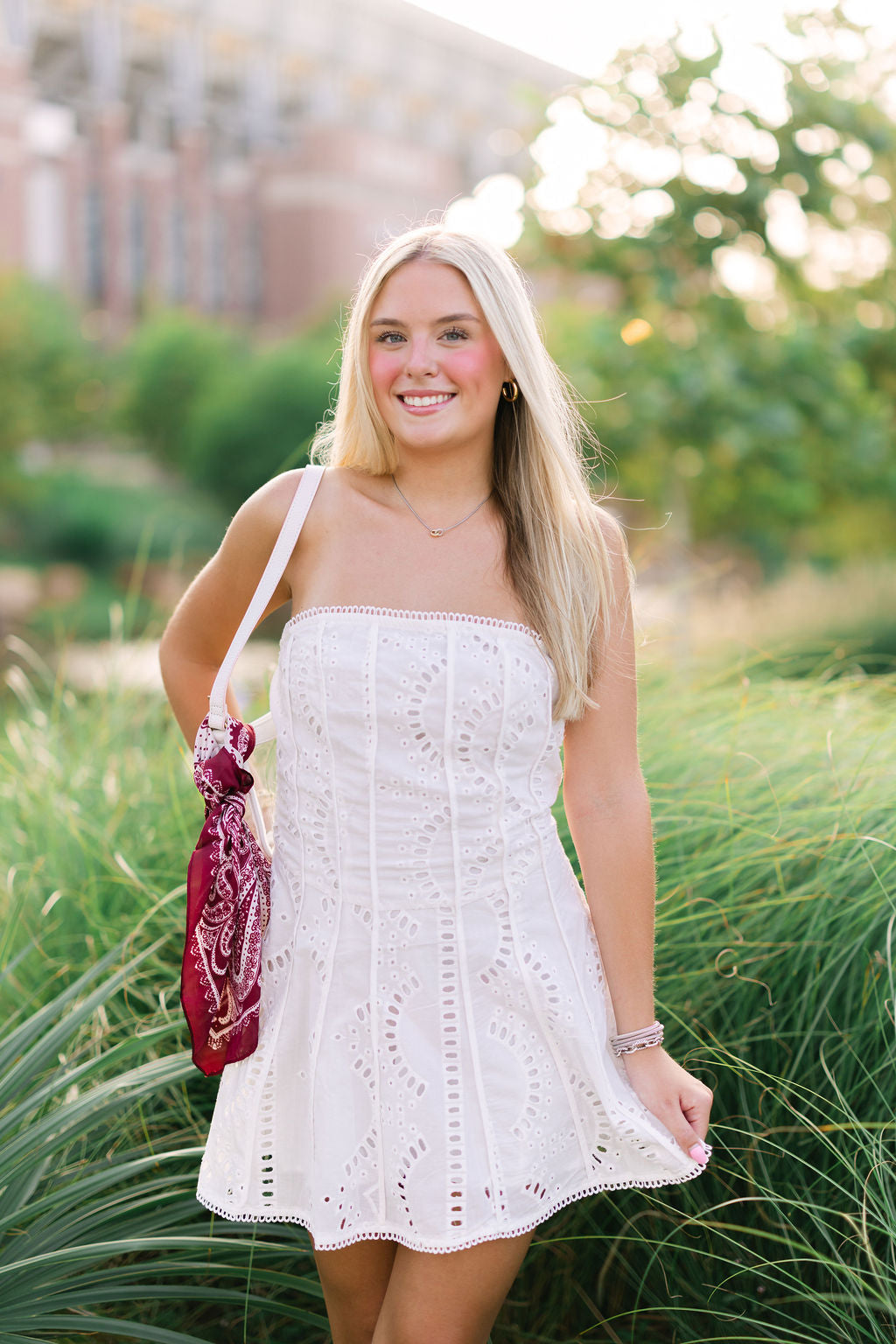 Strapless Lace Trimming Mini Dress