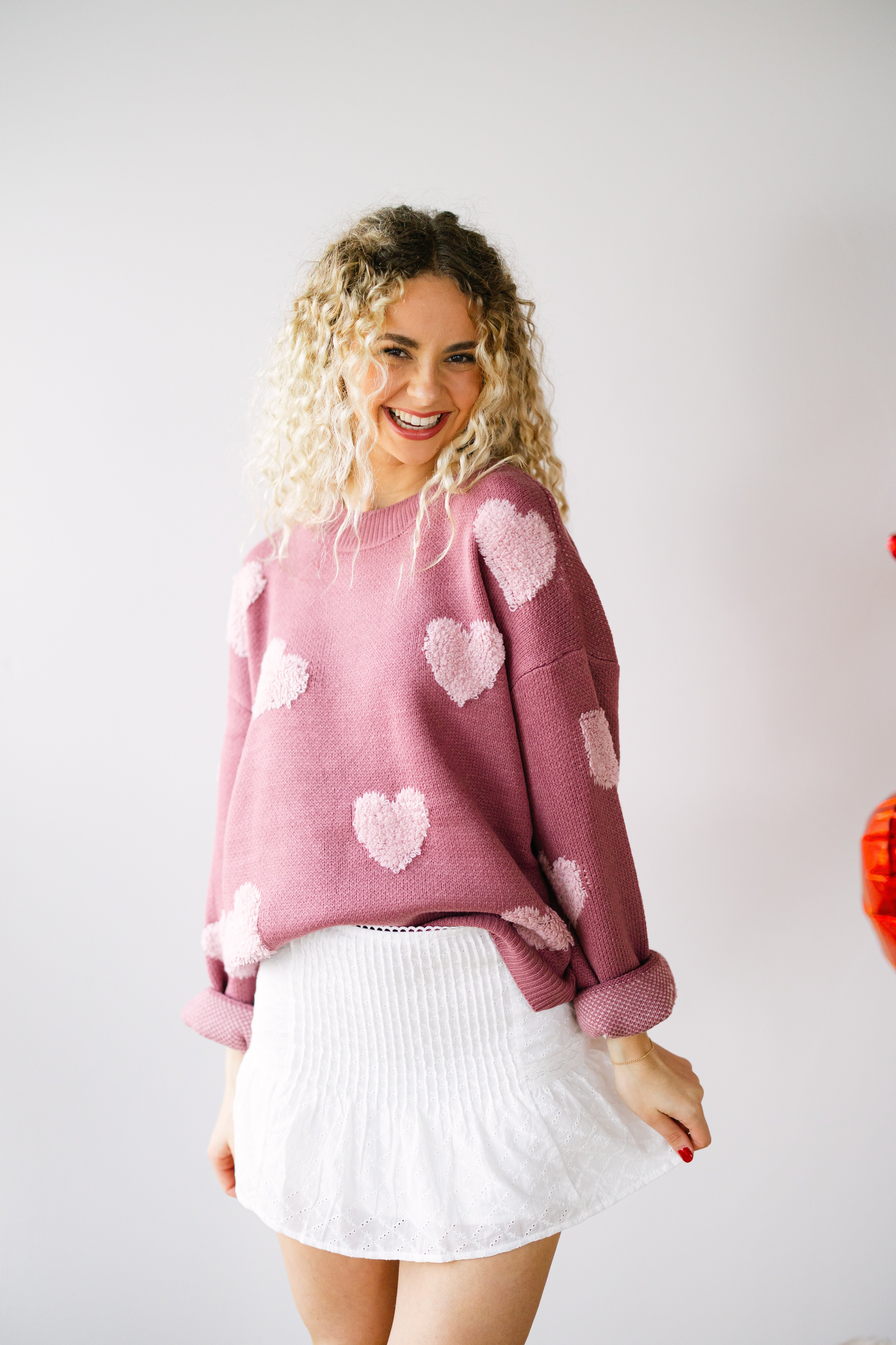 Knit Long Sleeve Heart Sweater