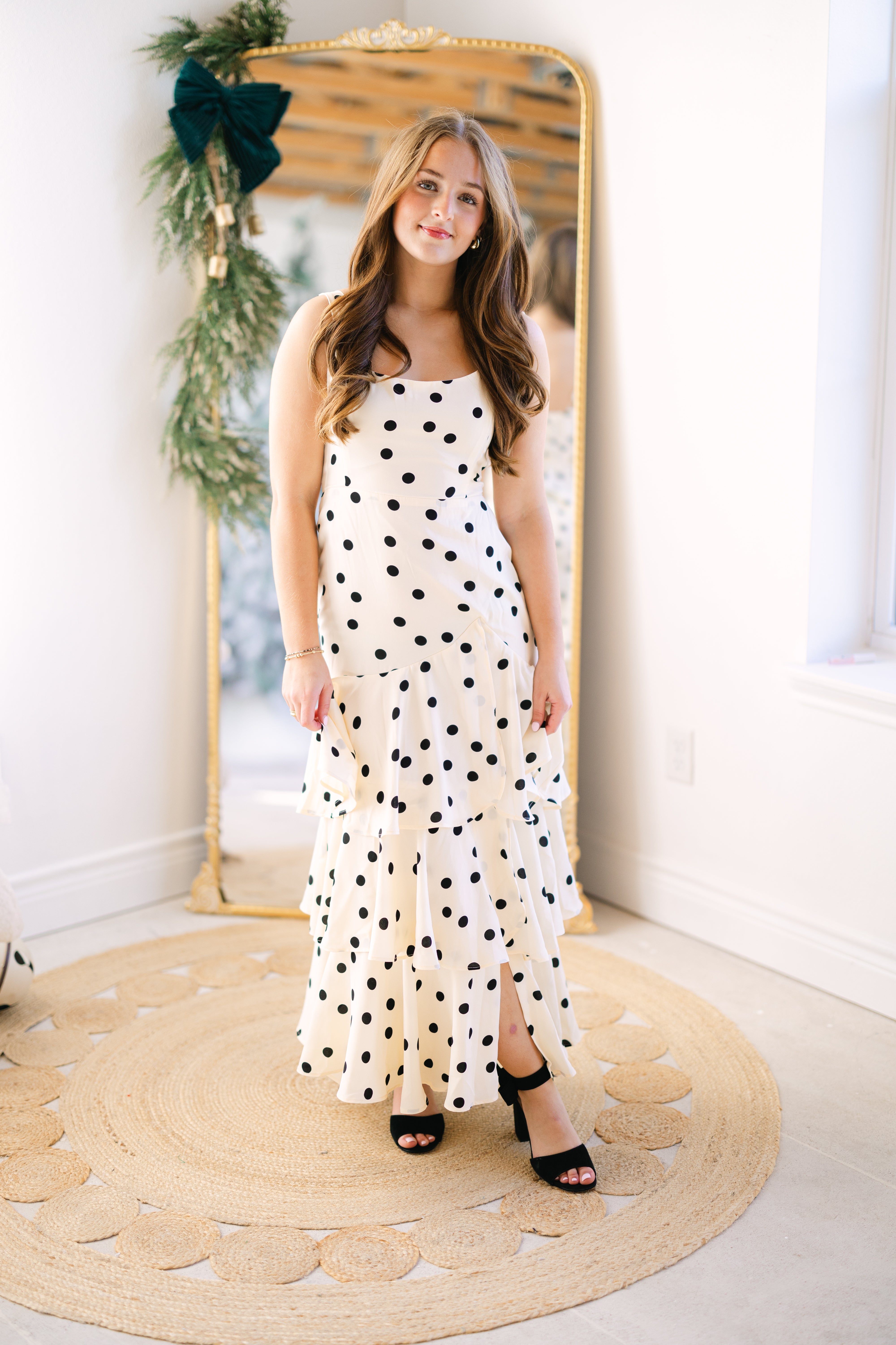 Polka Dot Printed Tiered Mini Dress