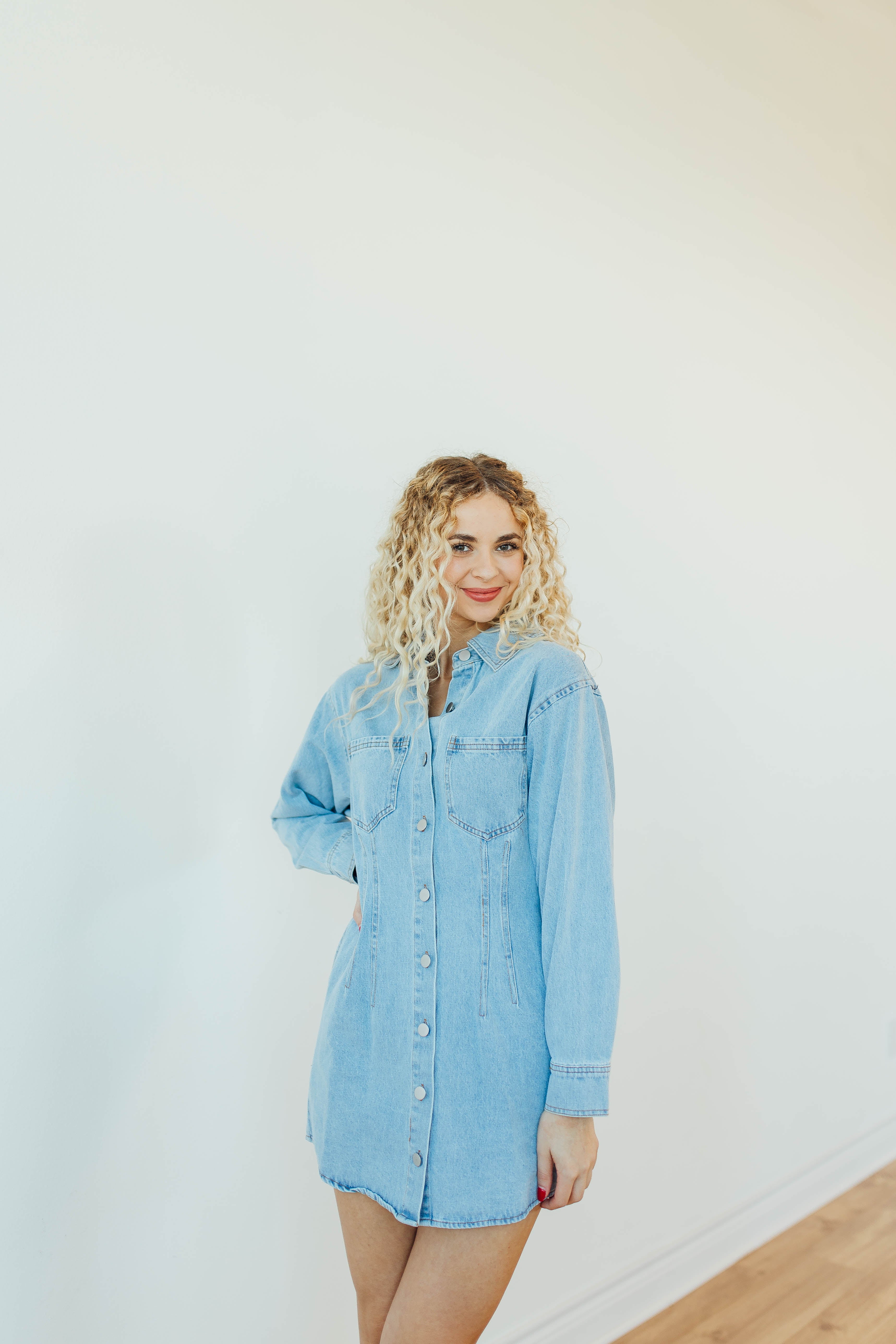 Denim Long Sleeve Button Down Dress