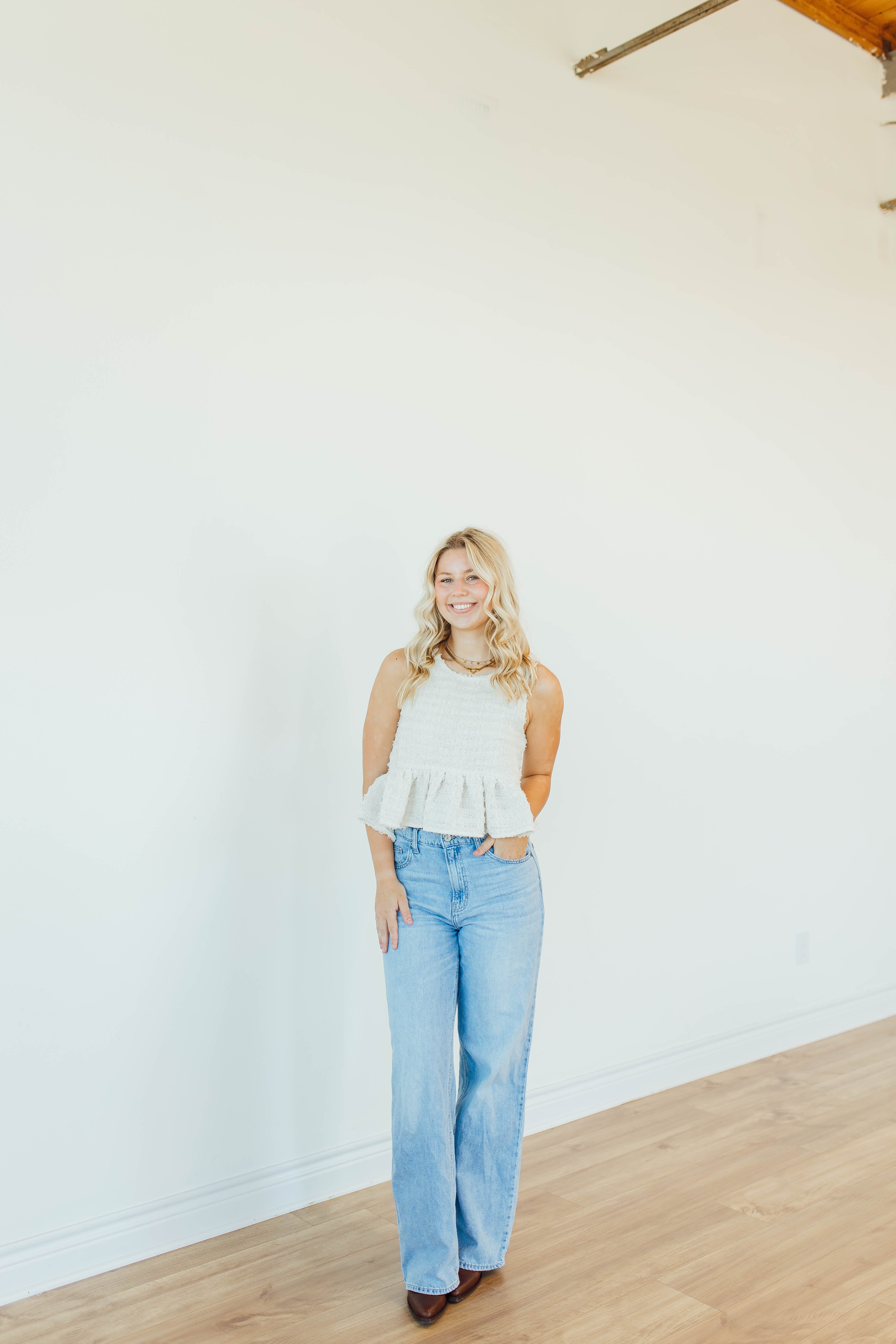 Frayed Textured Babydoll Tank