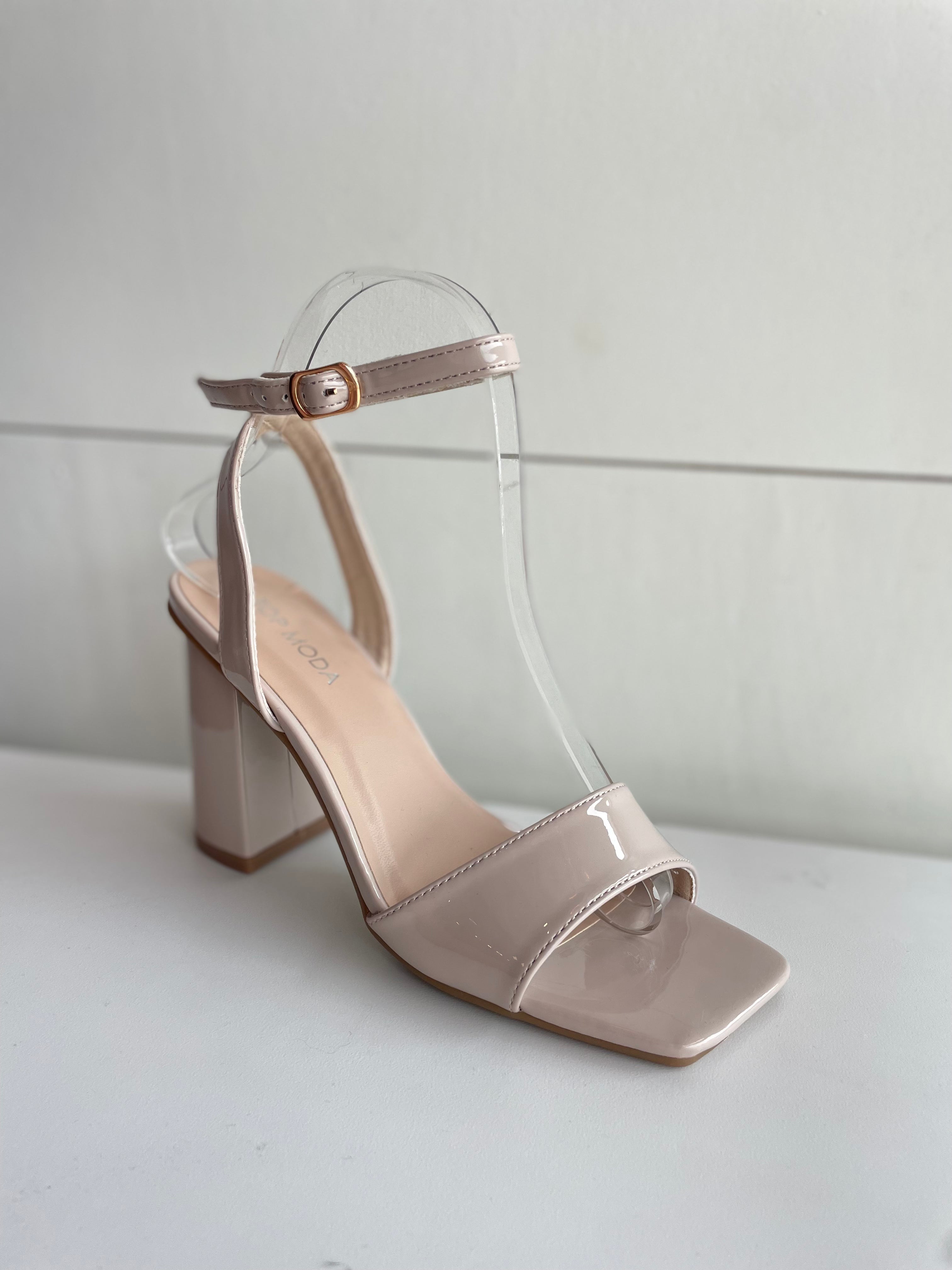 Square Toe Ankle Strap Chunky Heel