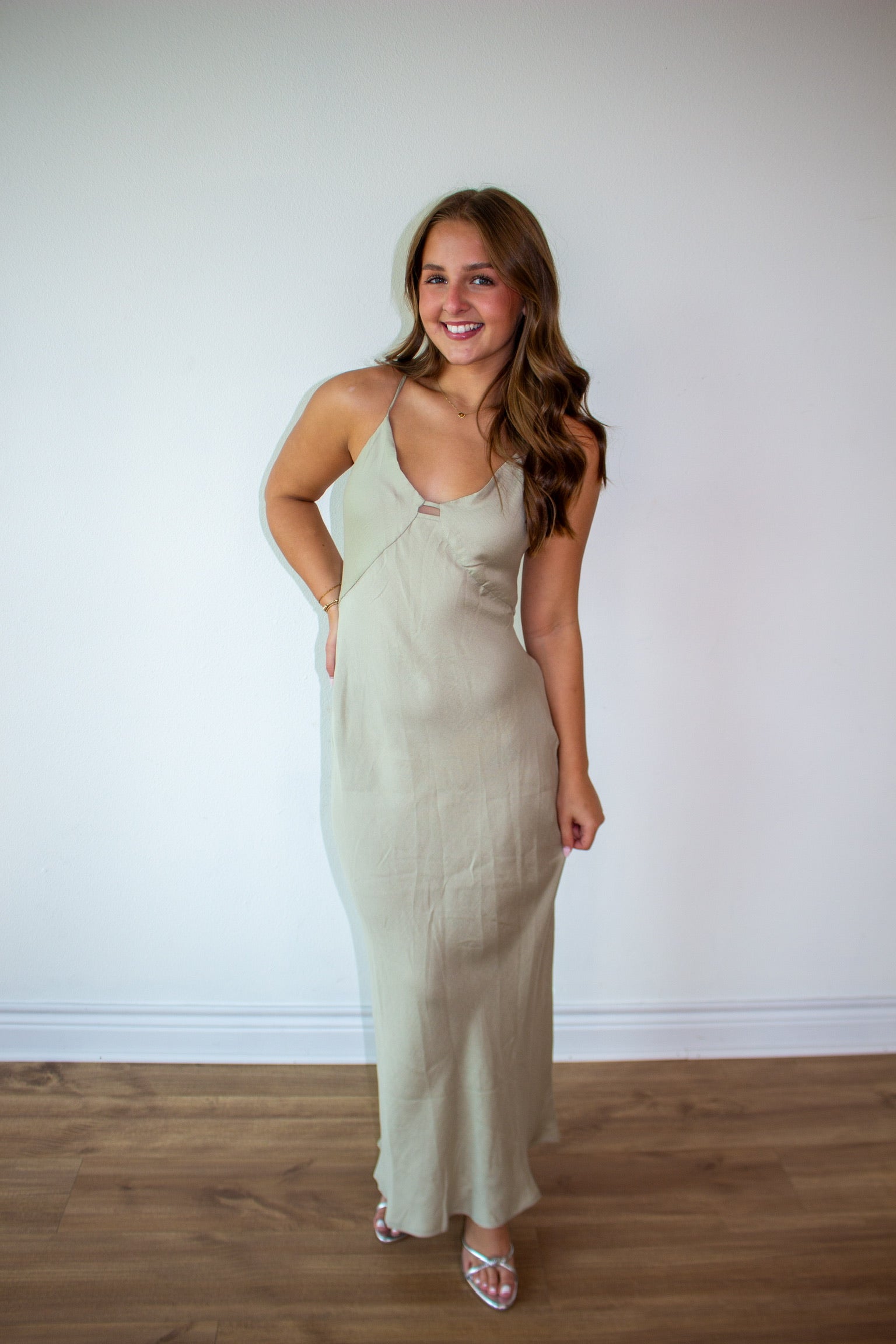 Front Cut Out Slip Dress