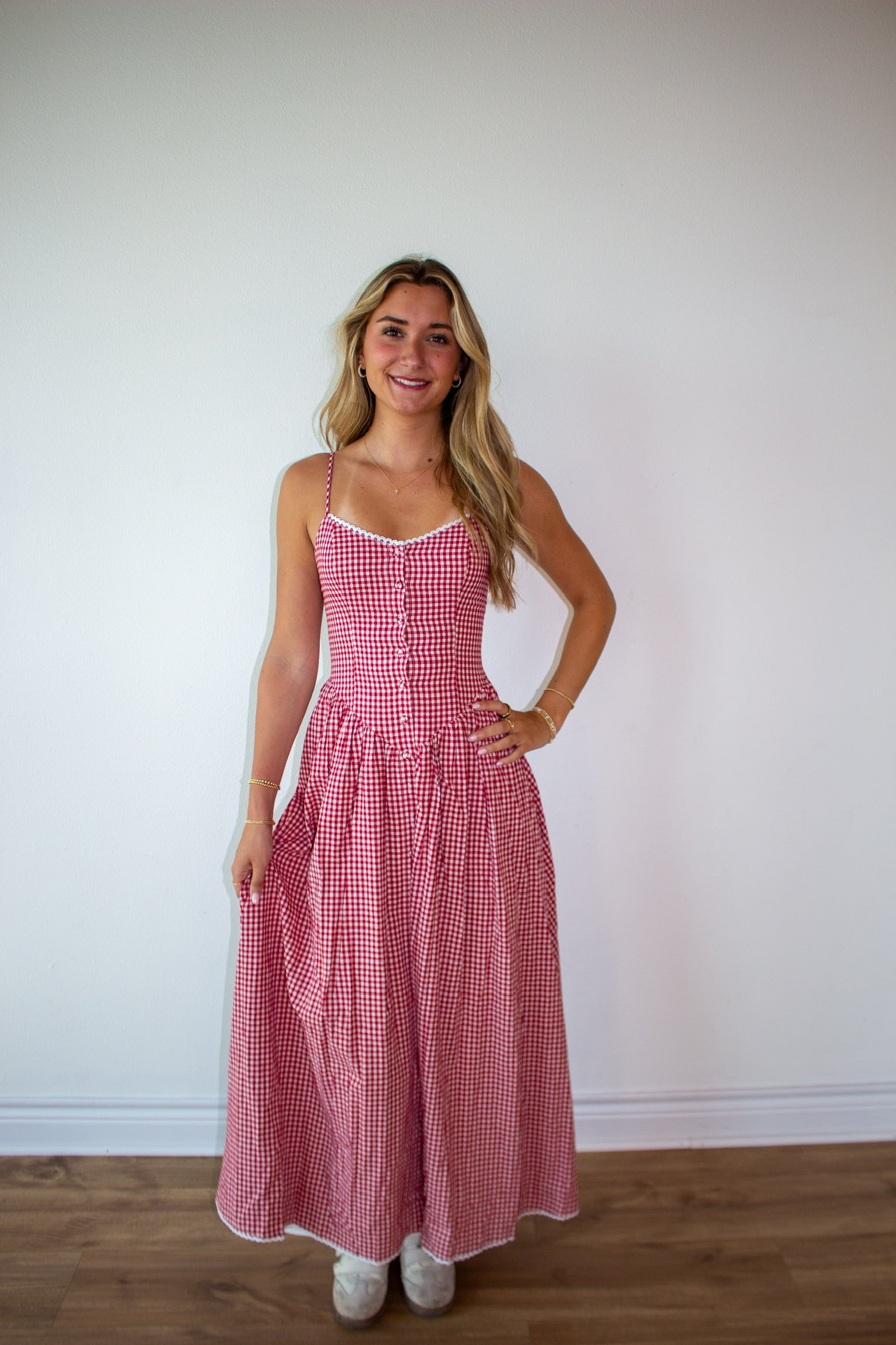 Gingham Midi Dress