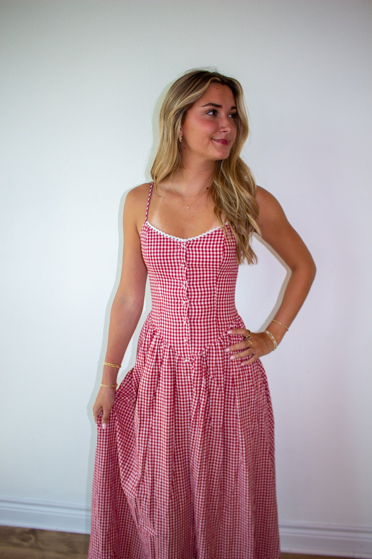 Gingham Midi Dress