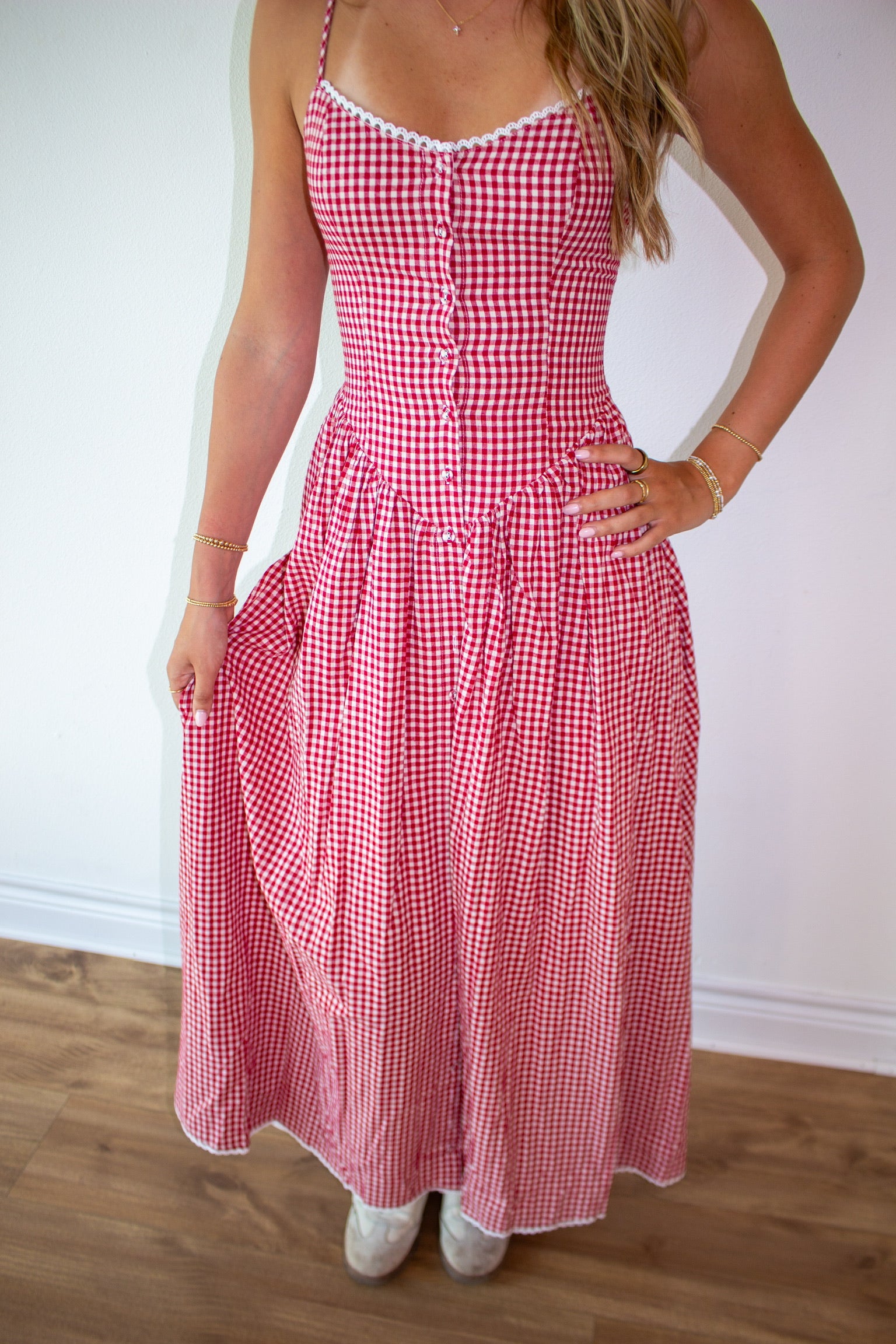 Gingham Midi Dress