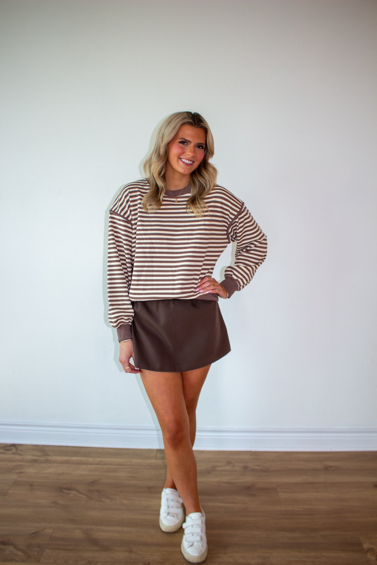 Stripped Long Sleeve Crew Neck