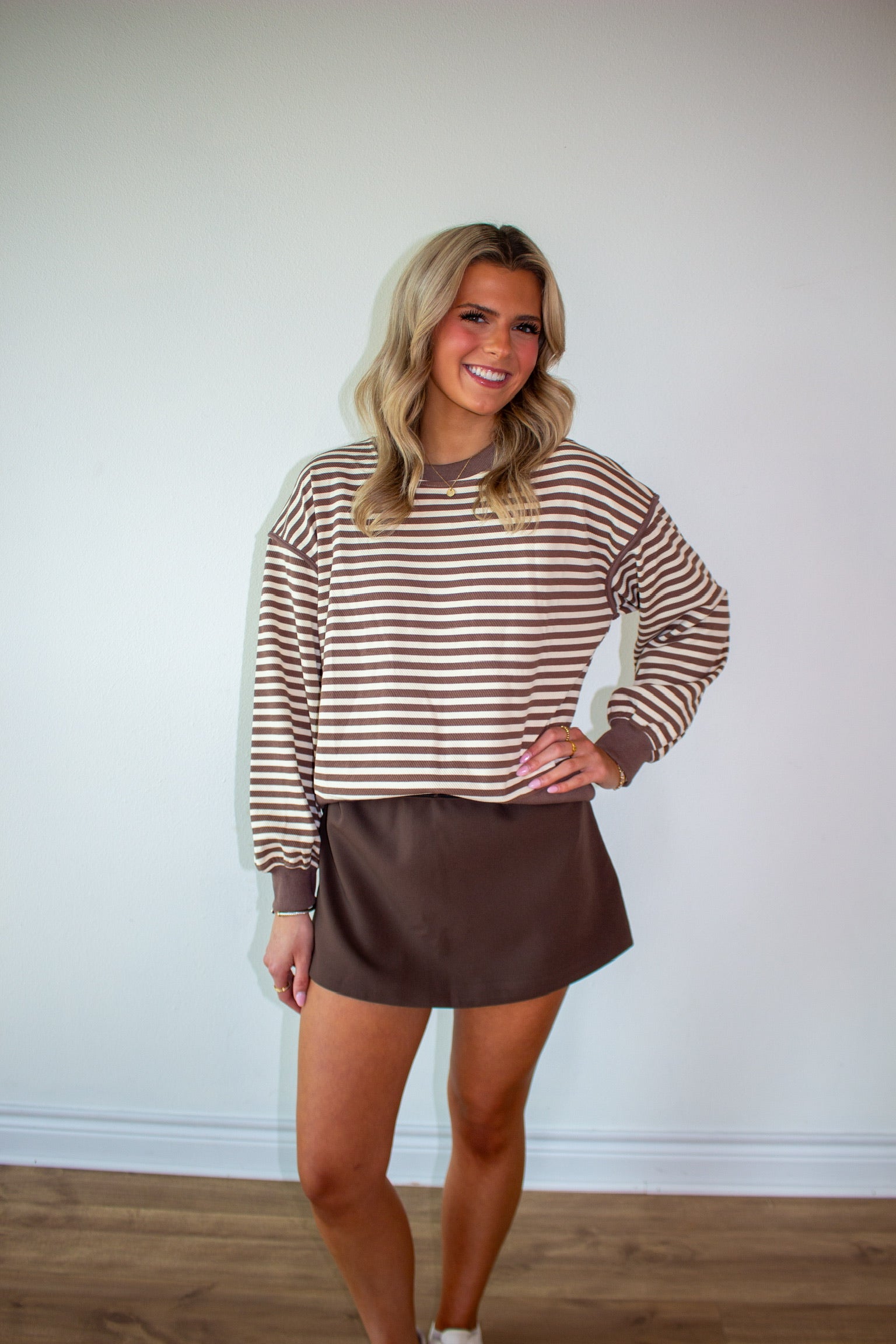 Stripped Long Sleeve Crew Neck