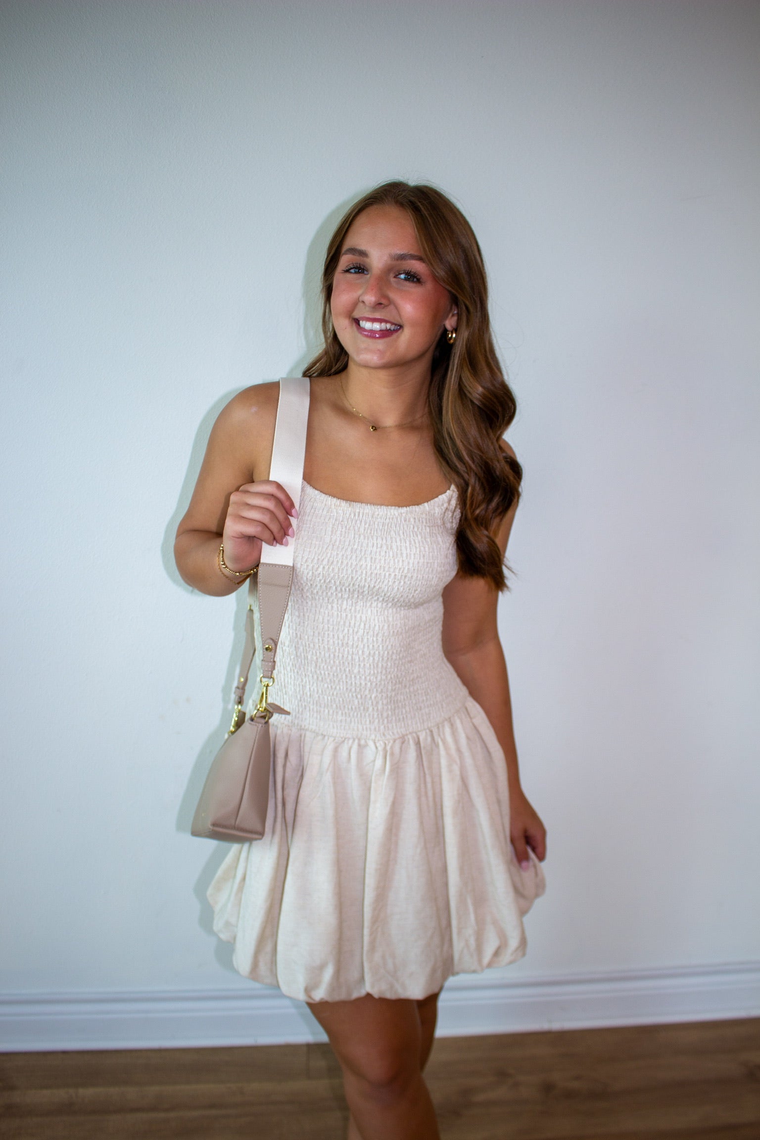 Sleeveless Smocked Bubble bottom Mini Dress
