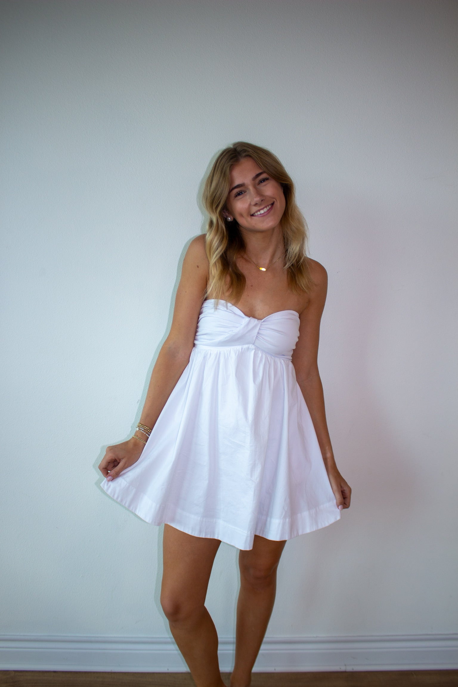 Strapless Front Knot Mini Dress