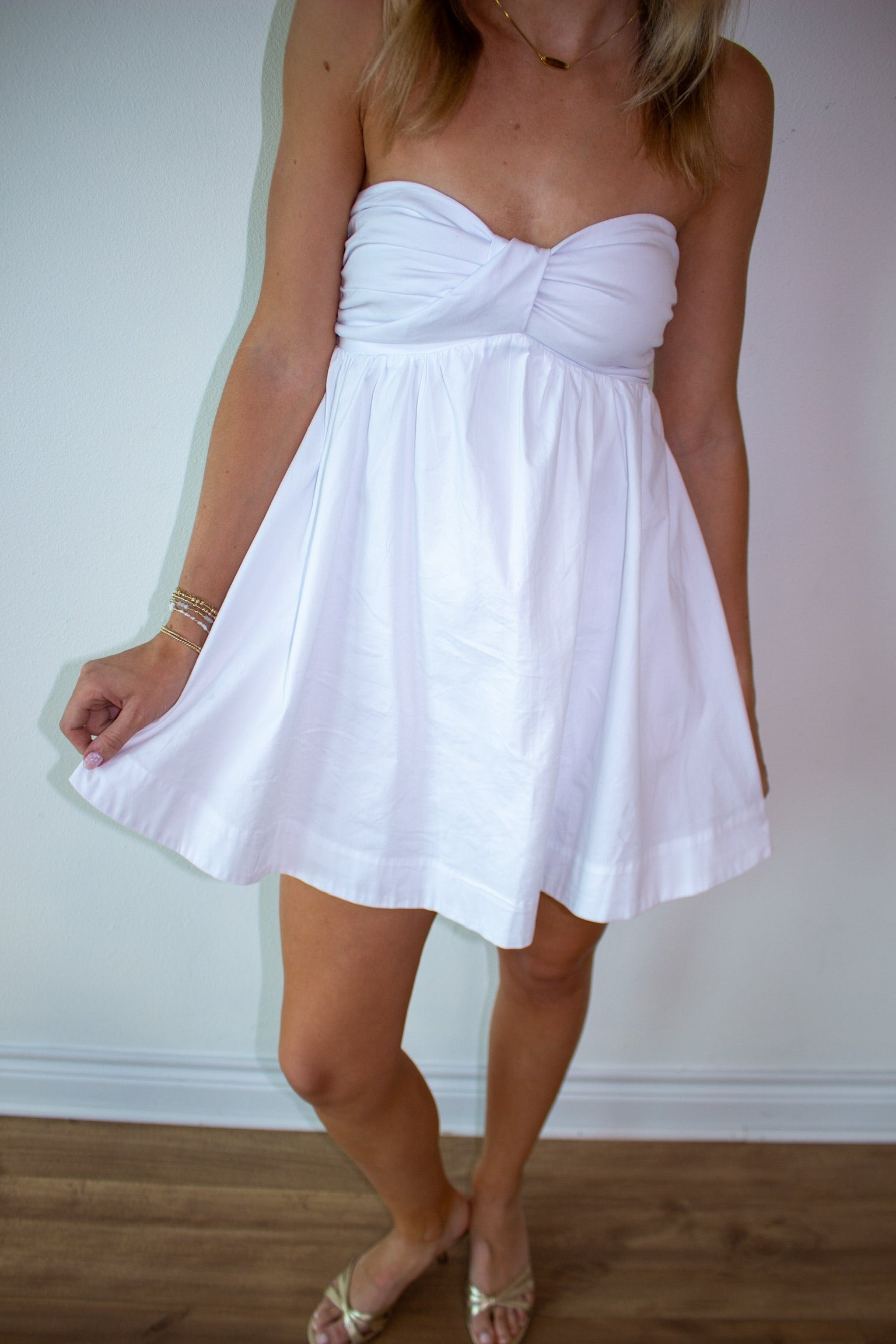 Strapless Front Knot Mini Dress