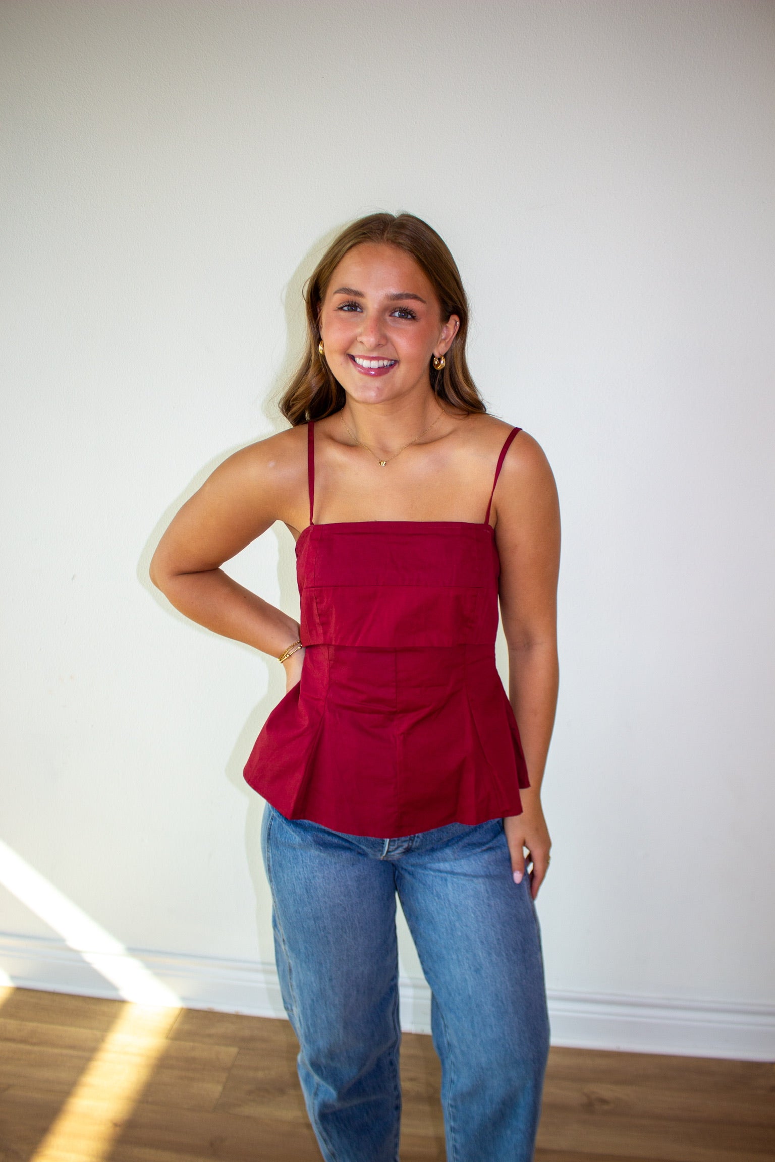 Poplin Fit And Flare Layered Tank