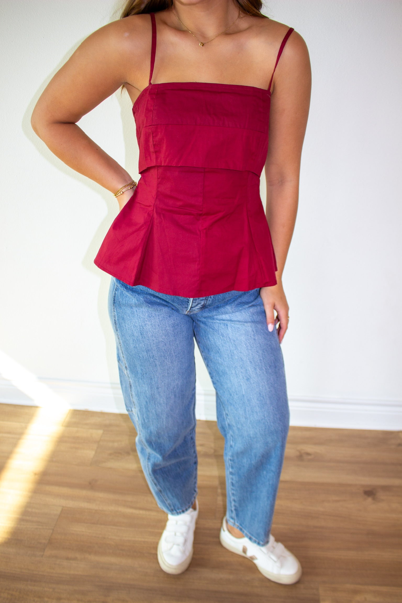Poplin Fit And Flare Layered Tank