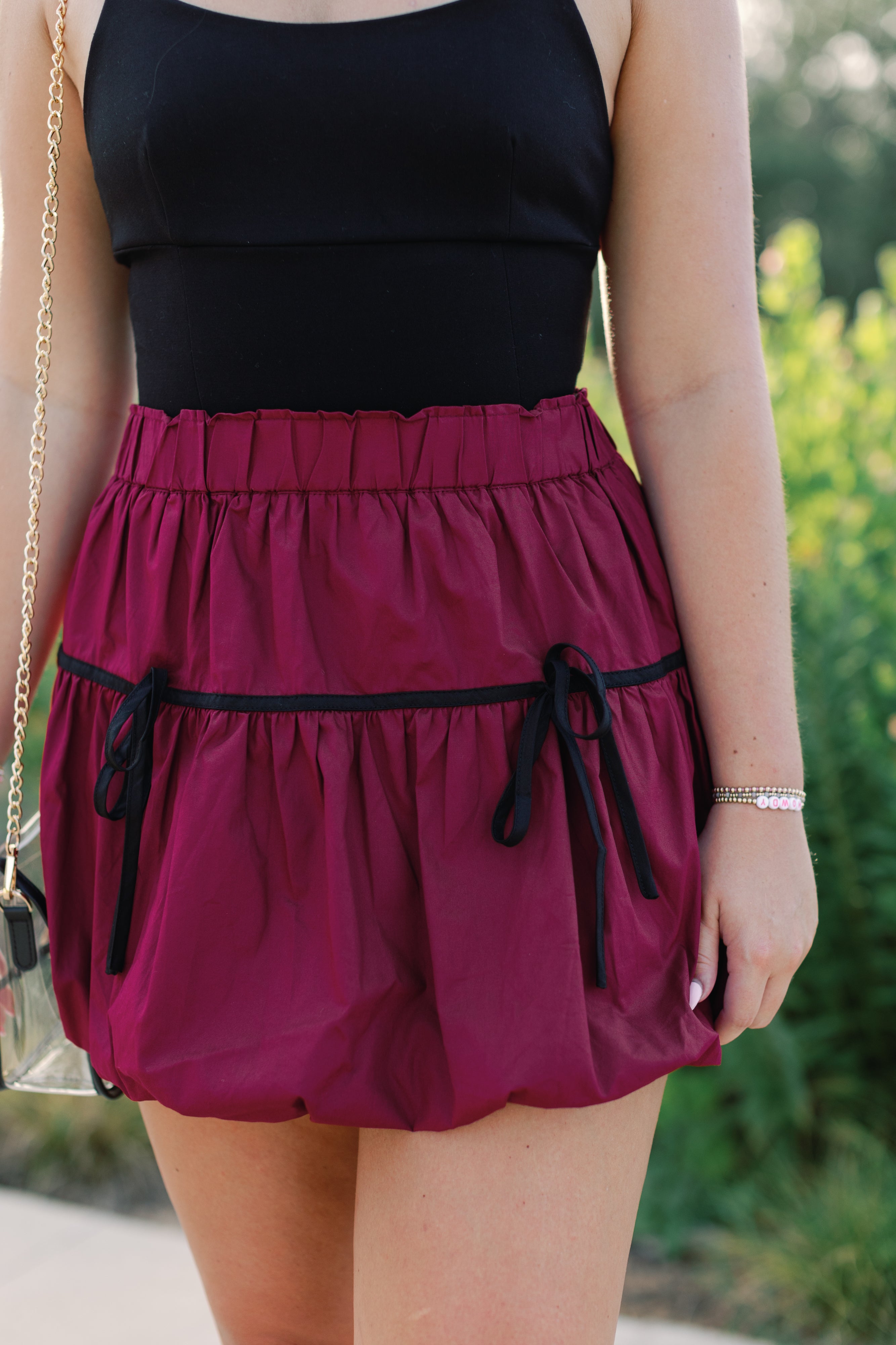 Mini Bubble Skirt W/ Double Bow Detail