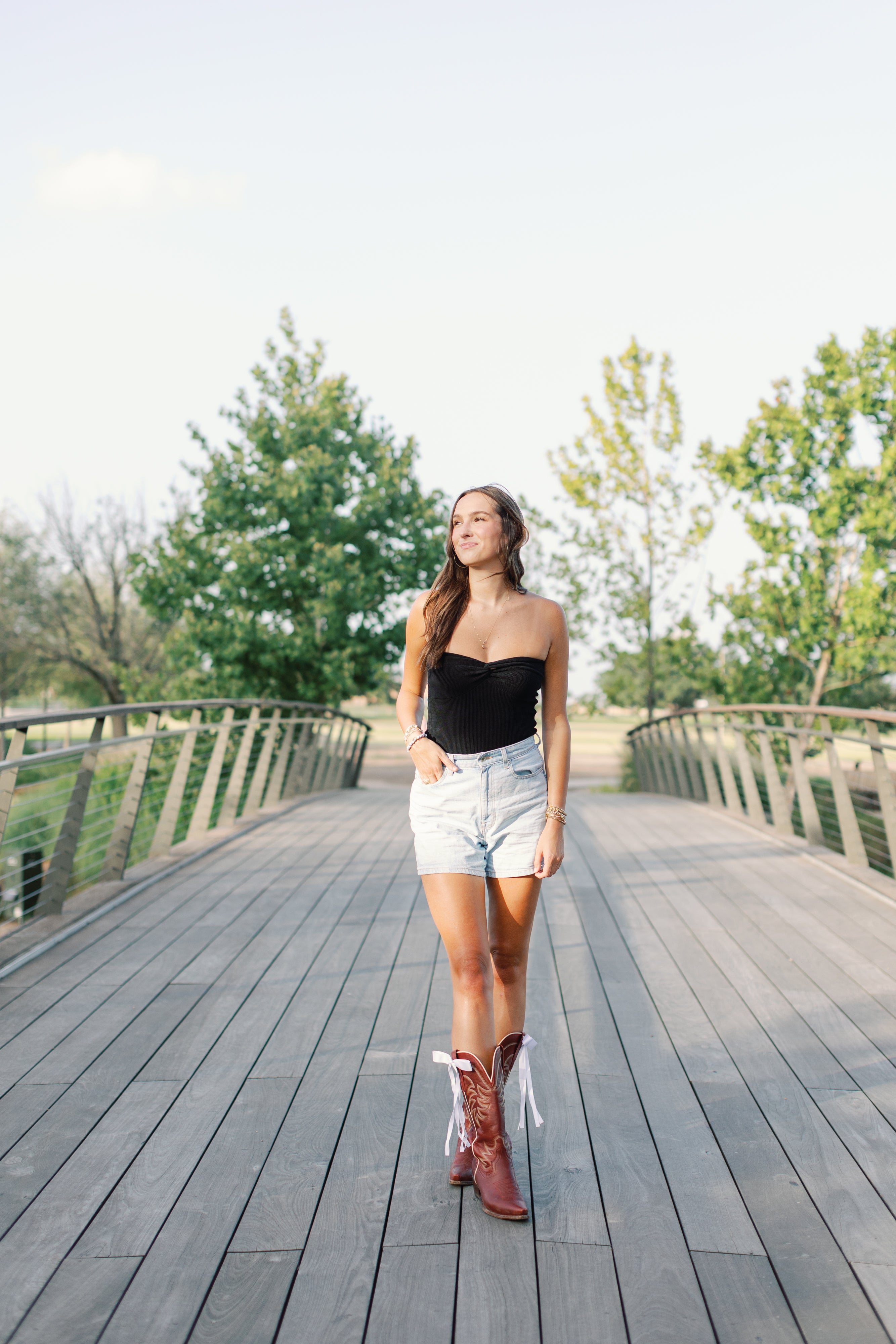 Strapless Ribbed Front Knot Tank