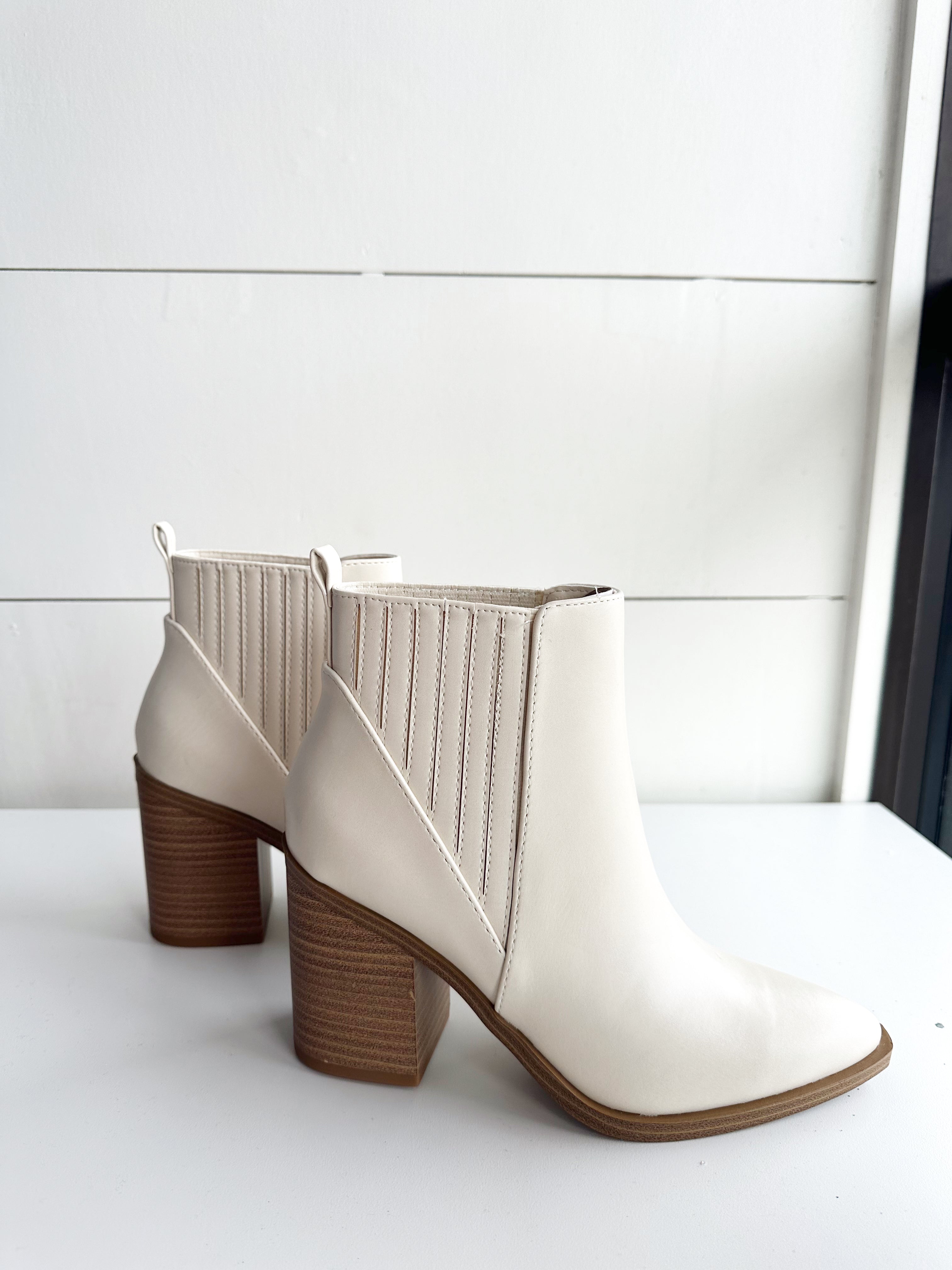 Faux Leather Pleated Side Ankle Boot