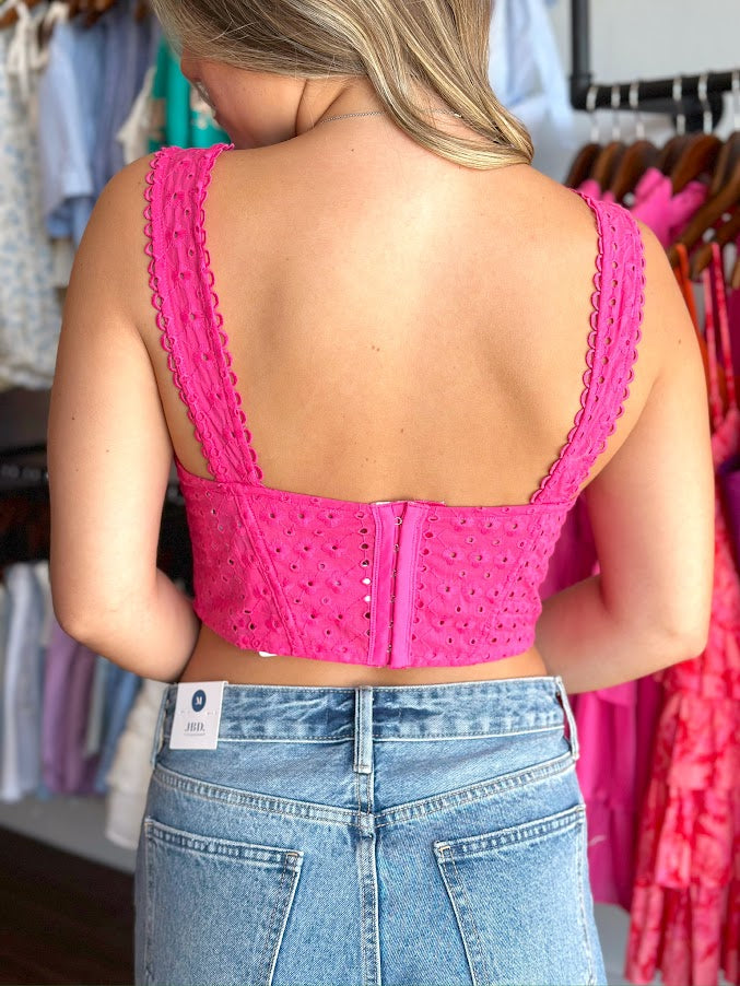 Eyelet Bustier Detail Corset Top