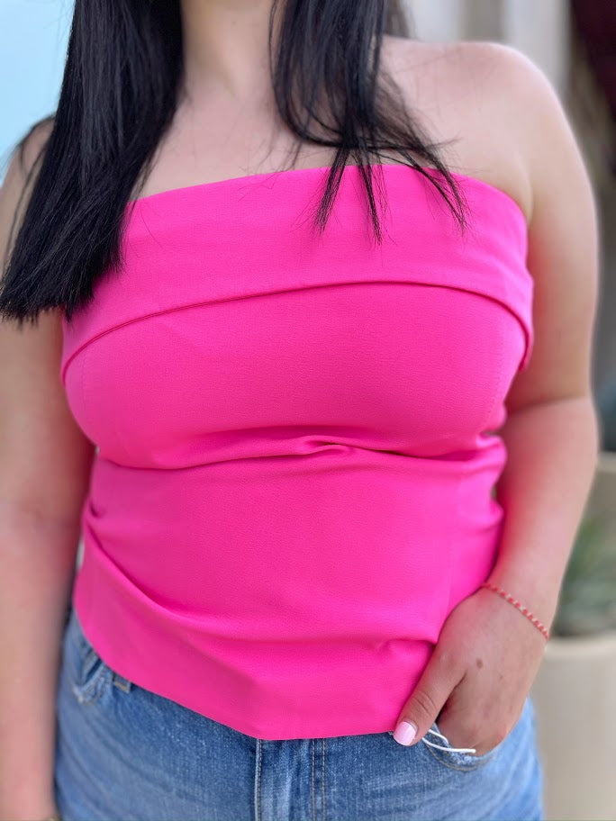 Fold Over Strapless Tube Top