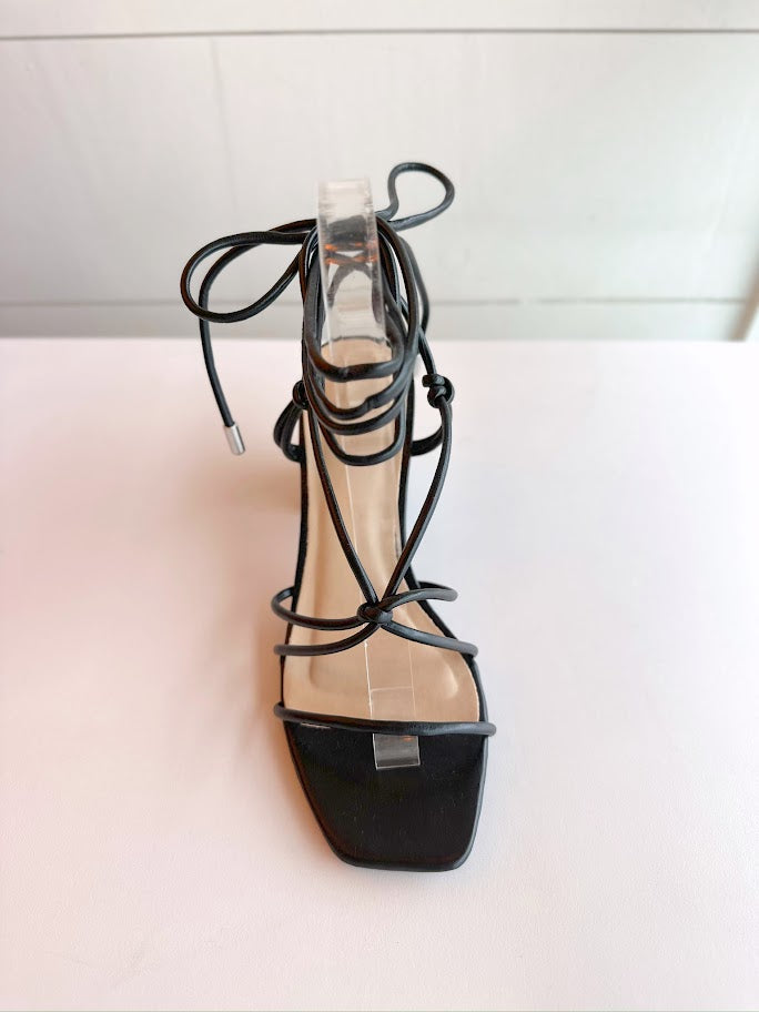 Strappy Lace Up Mini Block Heel